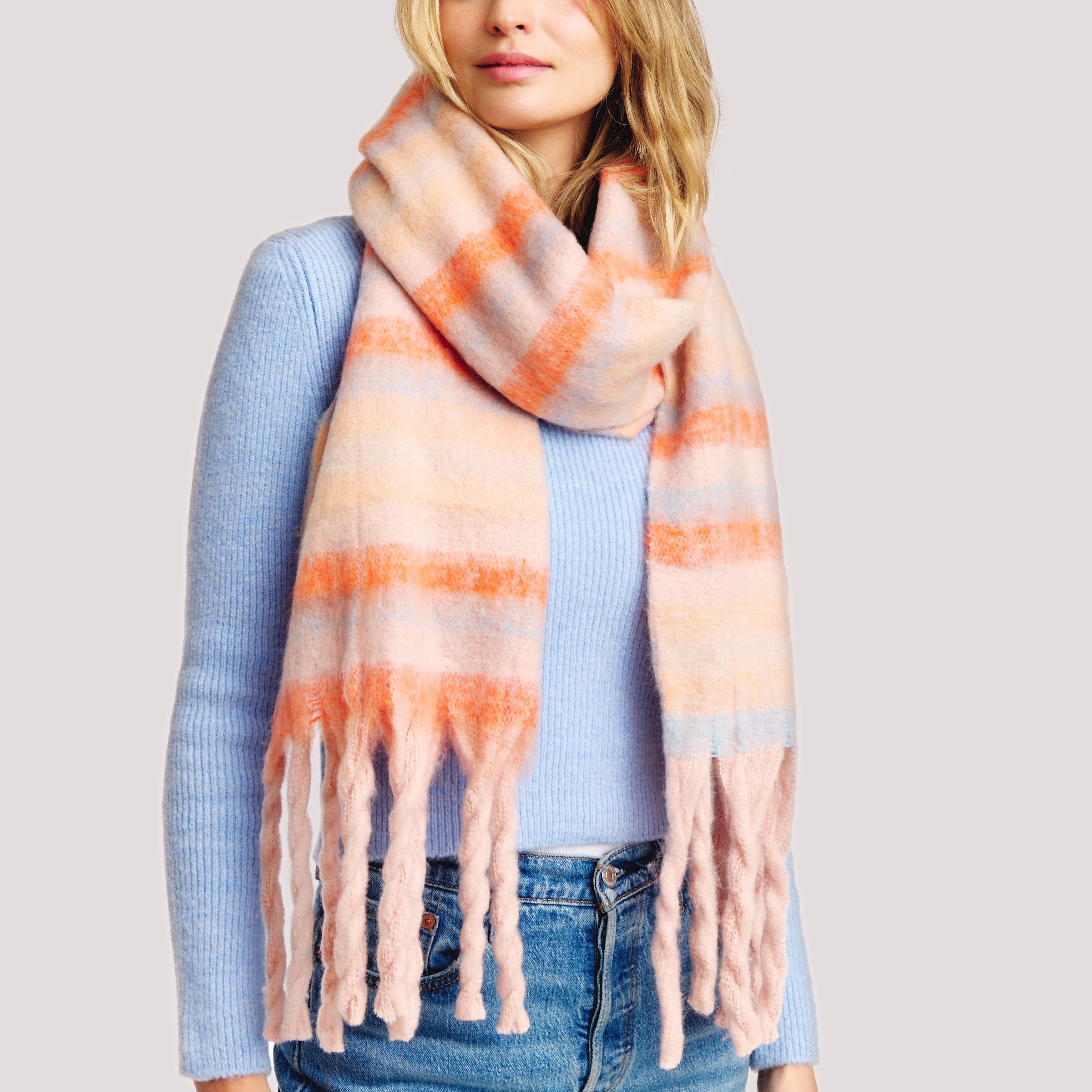 Multi Stripe Soft Oblong Scarf
