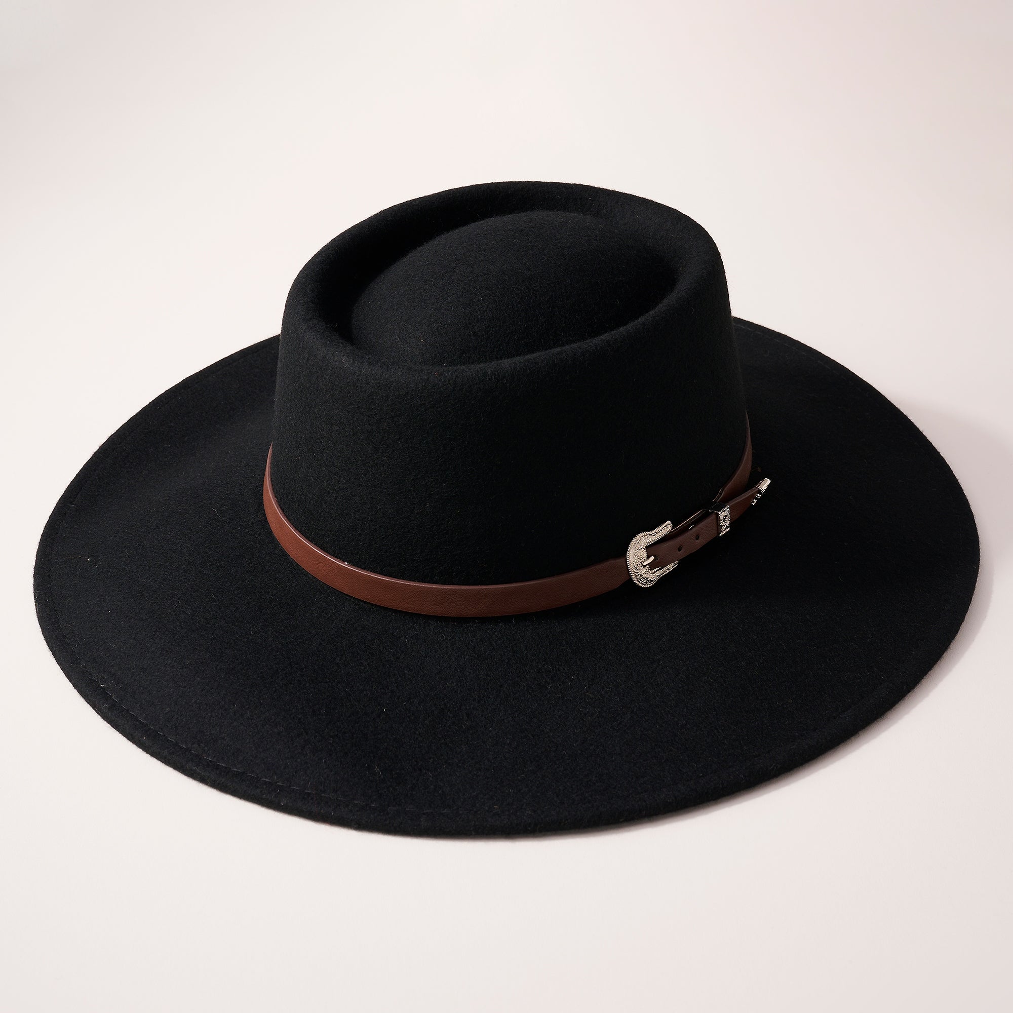 Western Belted Trim Wool Felt Rancher Hat