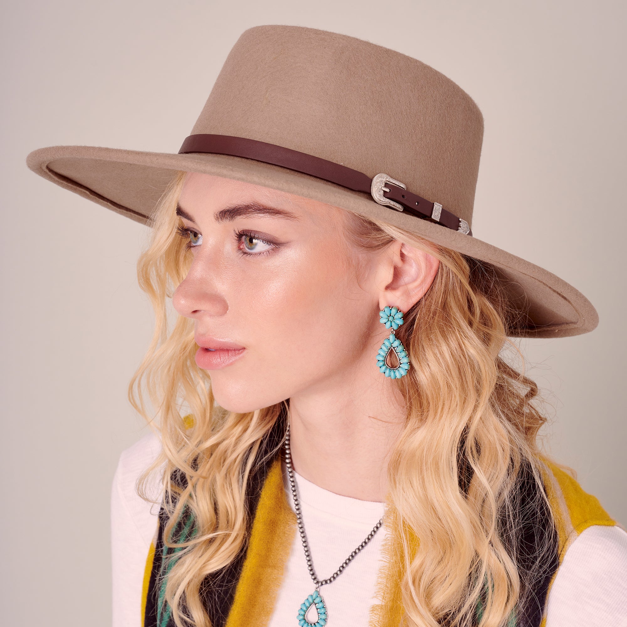 Western Belted Trim Wool Felt Rancher Hat