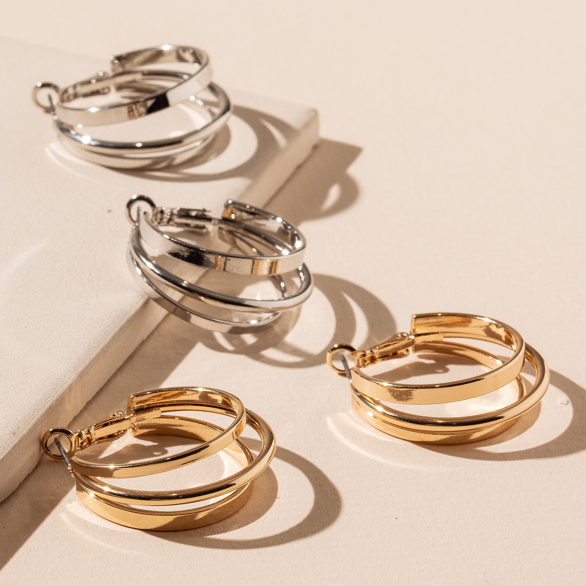 Triple Layered Hoop Earrings