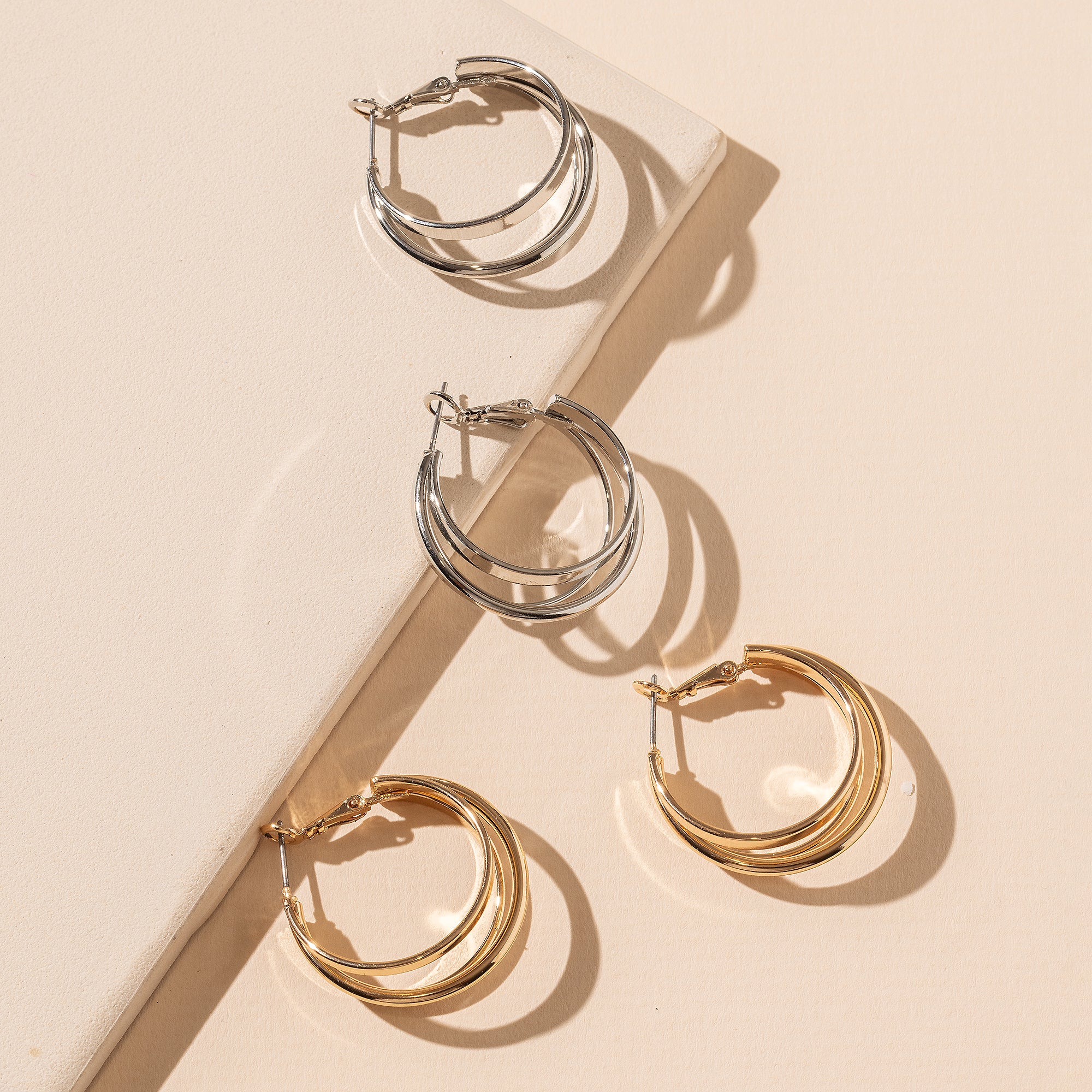 Triple Layered Hoop Earrings