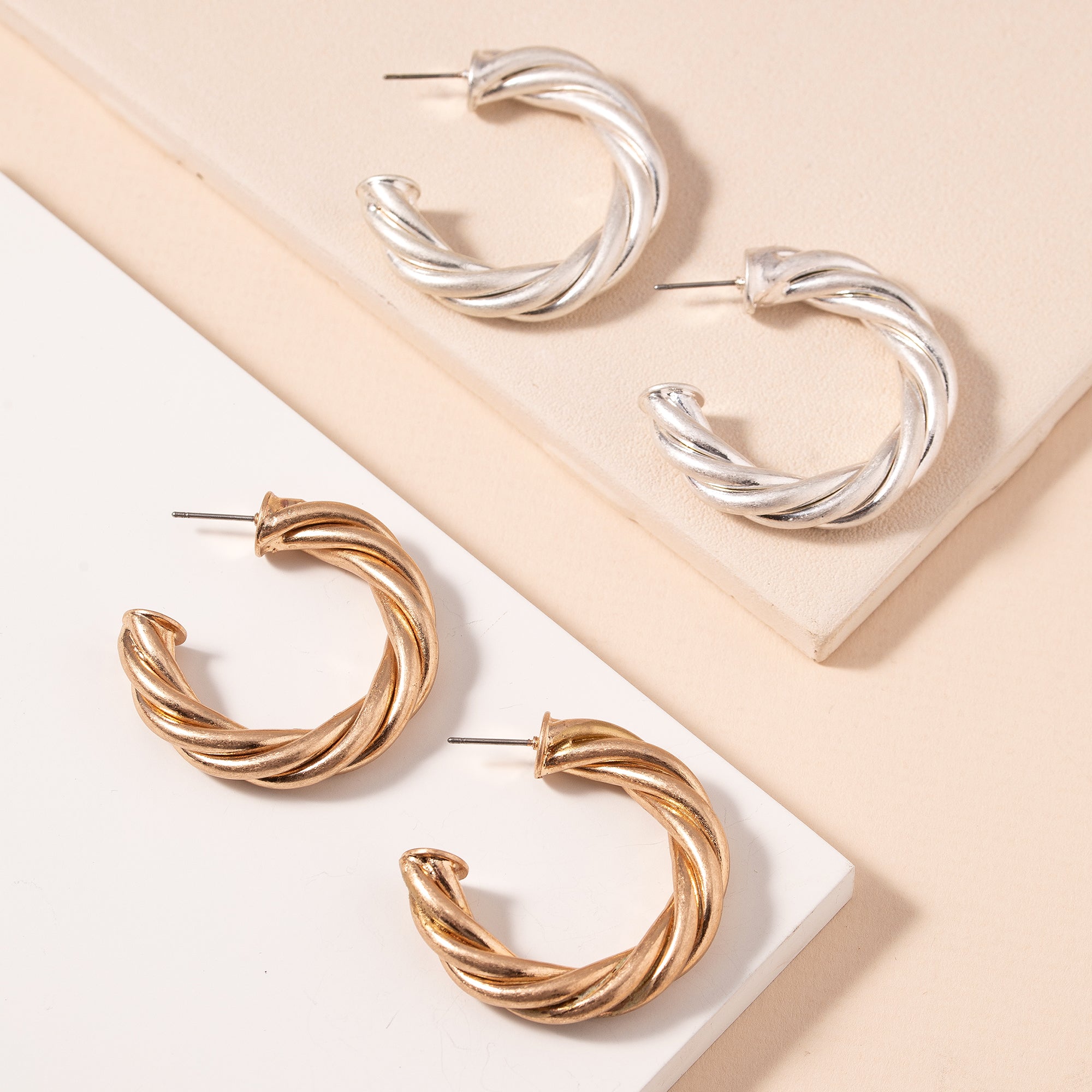 Chunky Twist Hoop Earrings