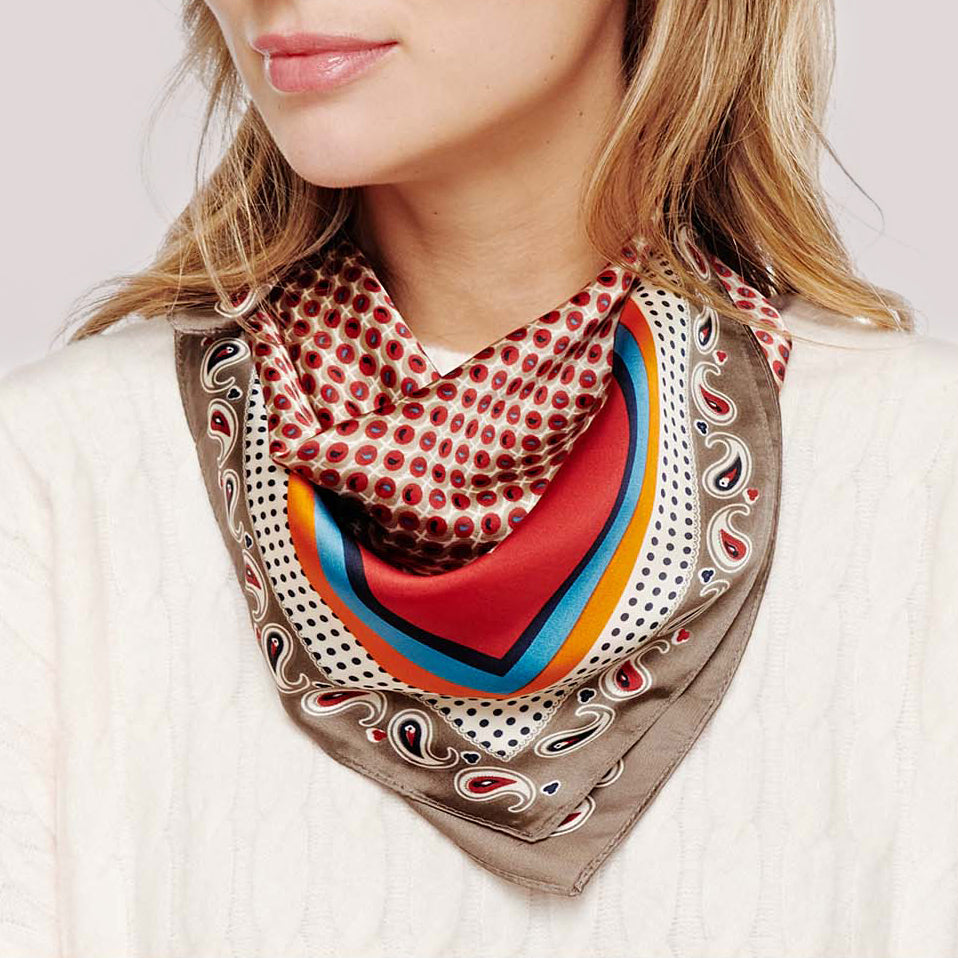 Multi Print Silky Bandana Scarf