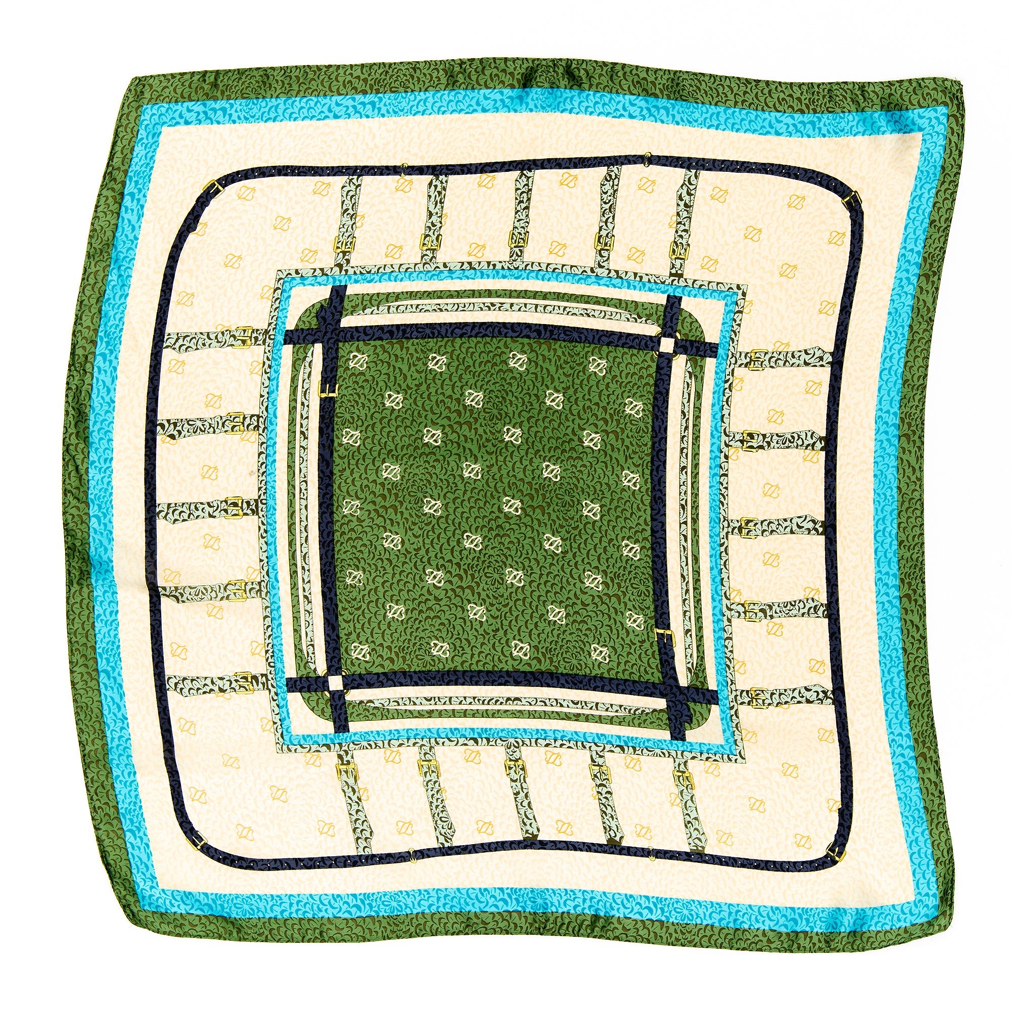 Multi Print Silky Border Bandana Scarf