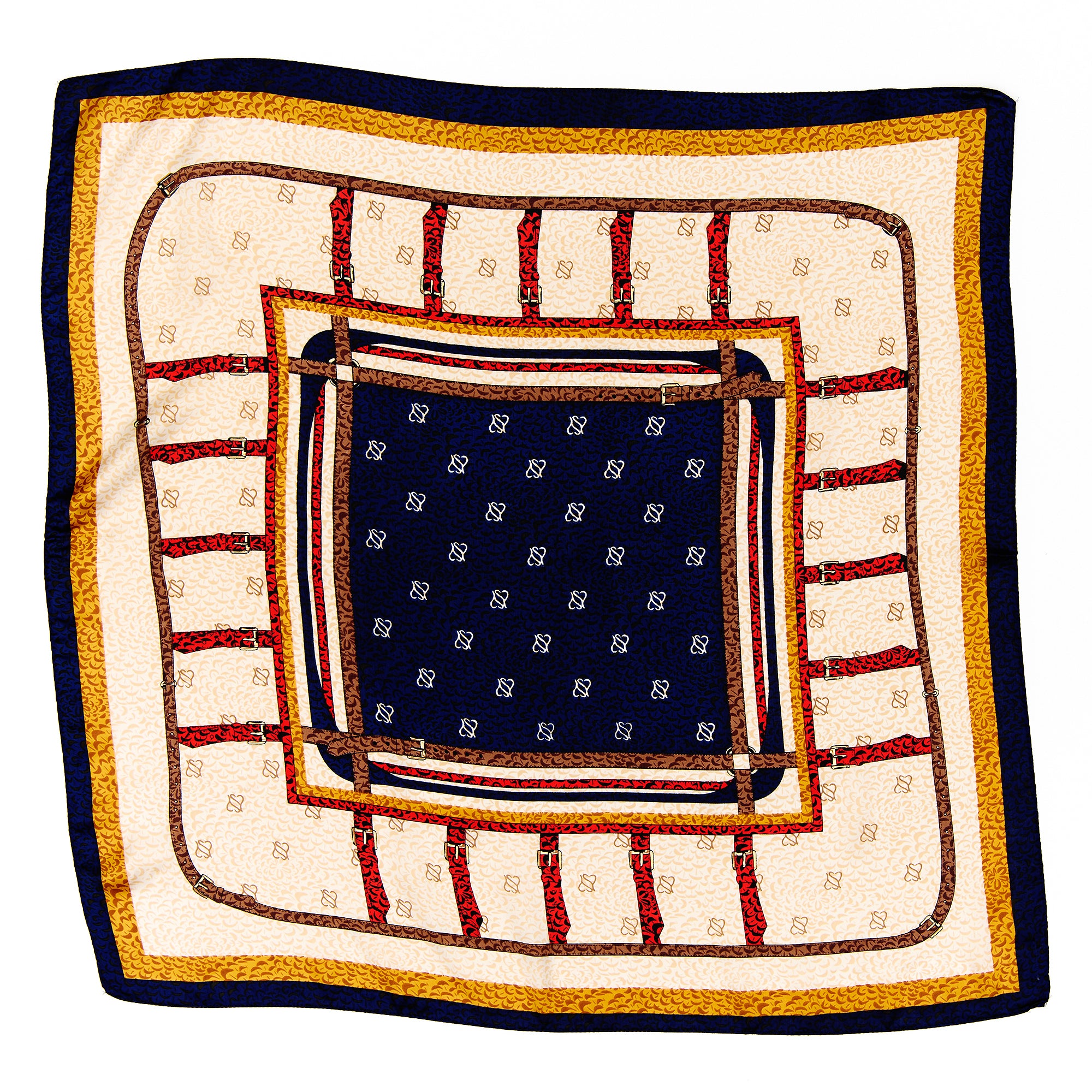 Multi Print Silky Border Bandana Scarf