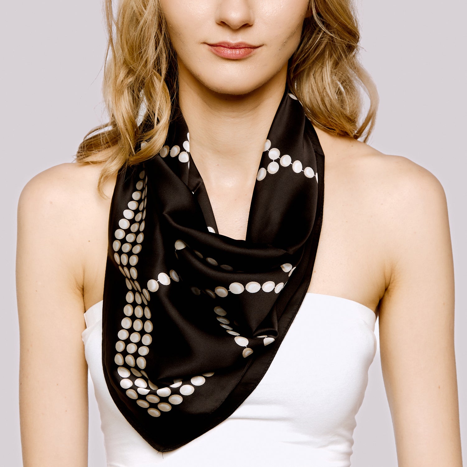 Pearl Print Silky Bandana Scarf