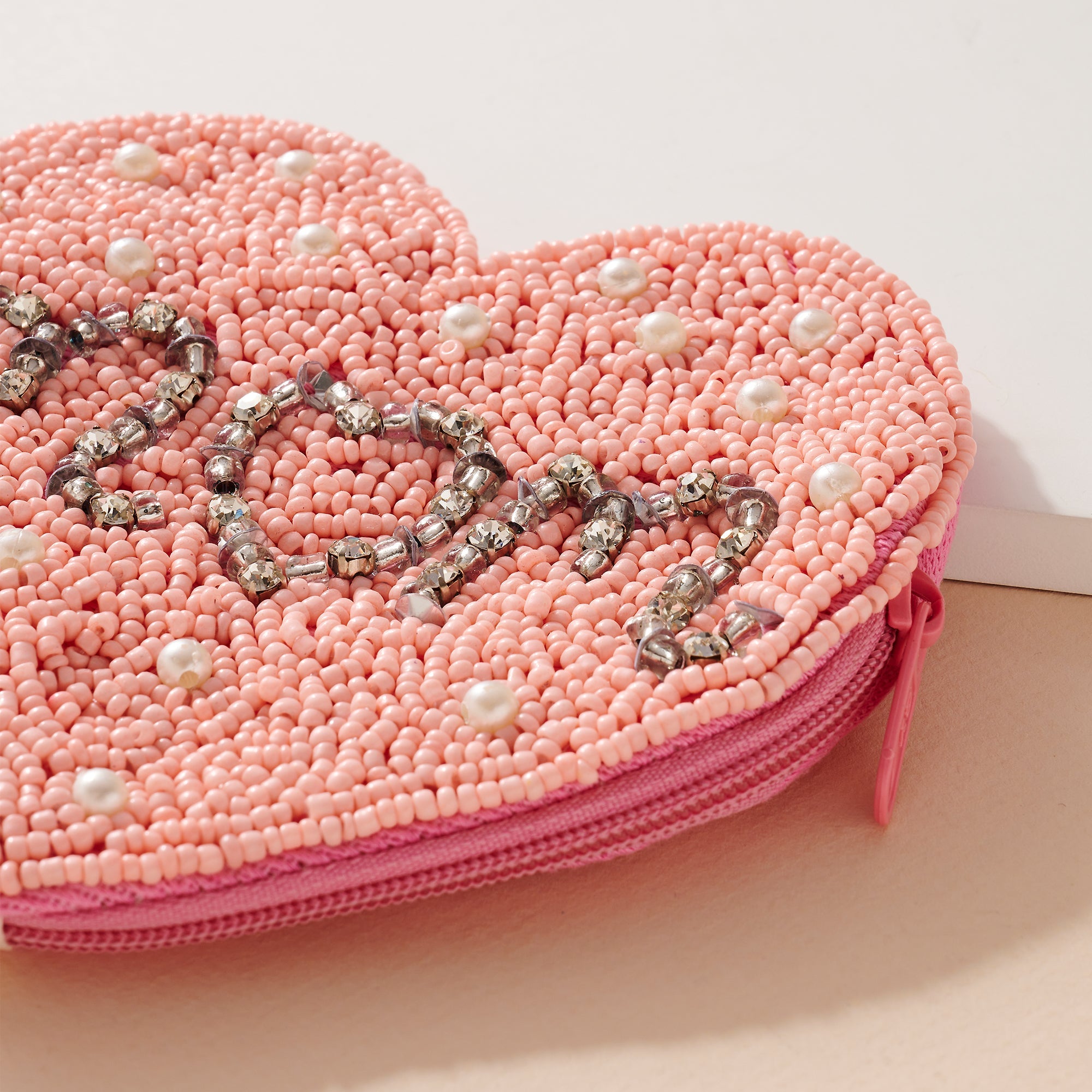 Heart MOM Beaded Coin Purse