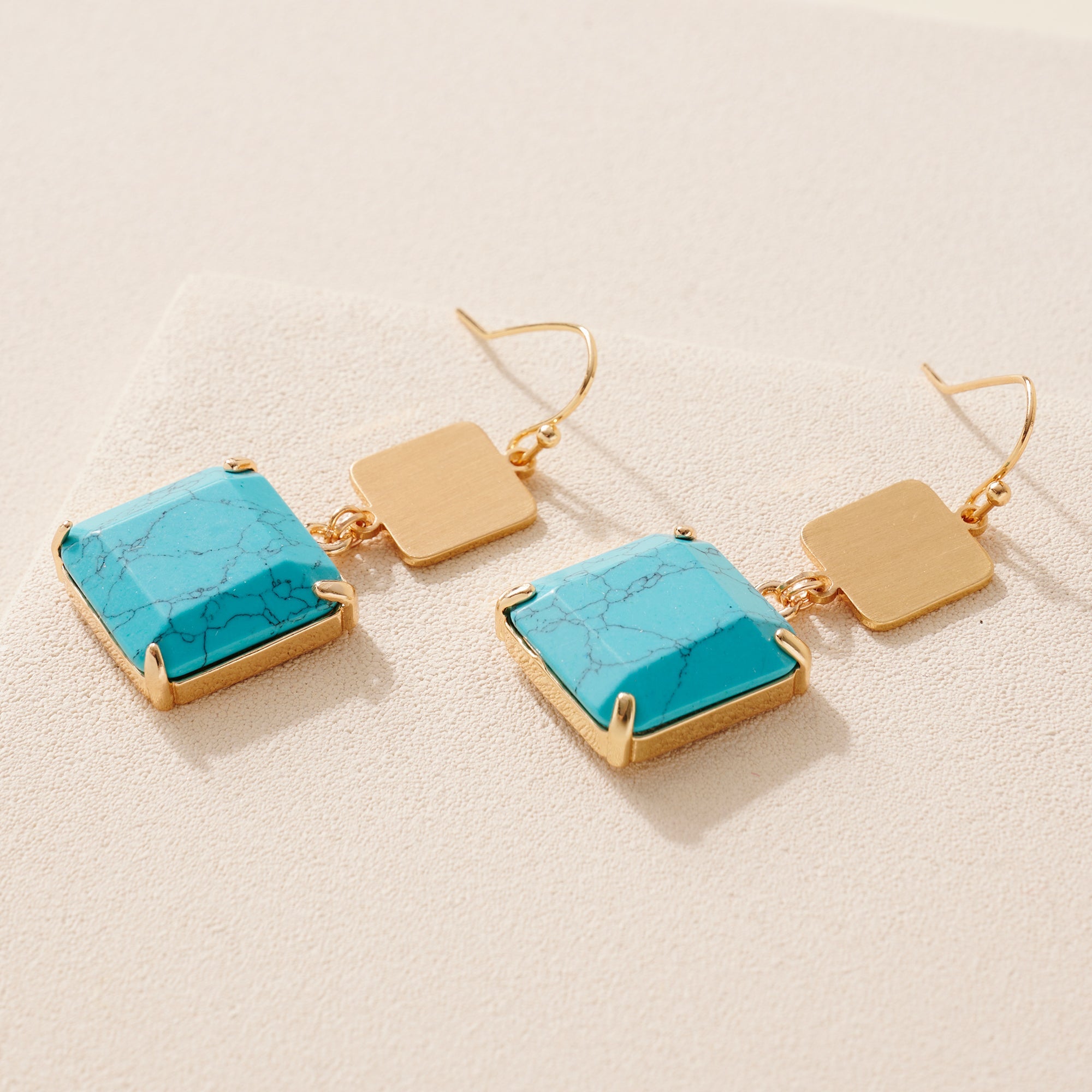 Square Stone Dangling Earrings