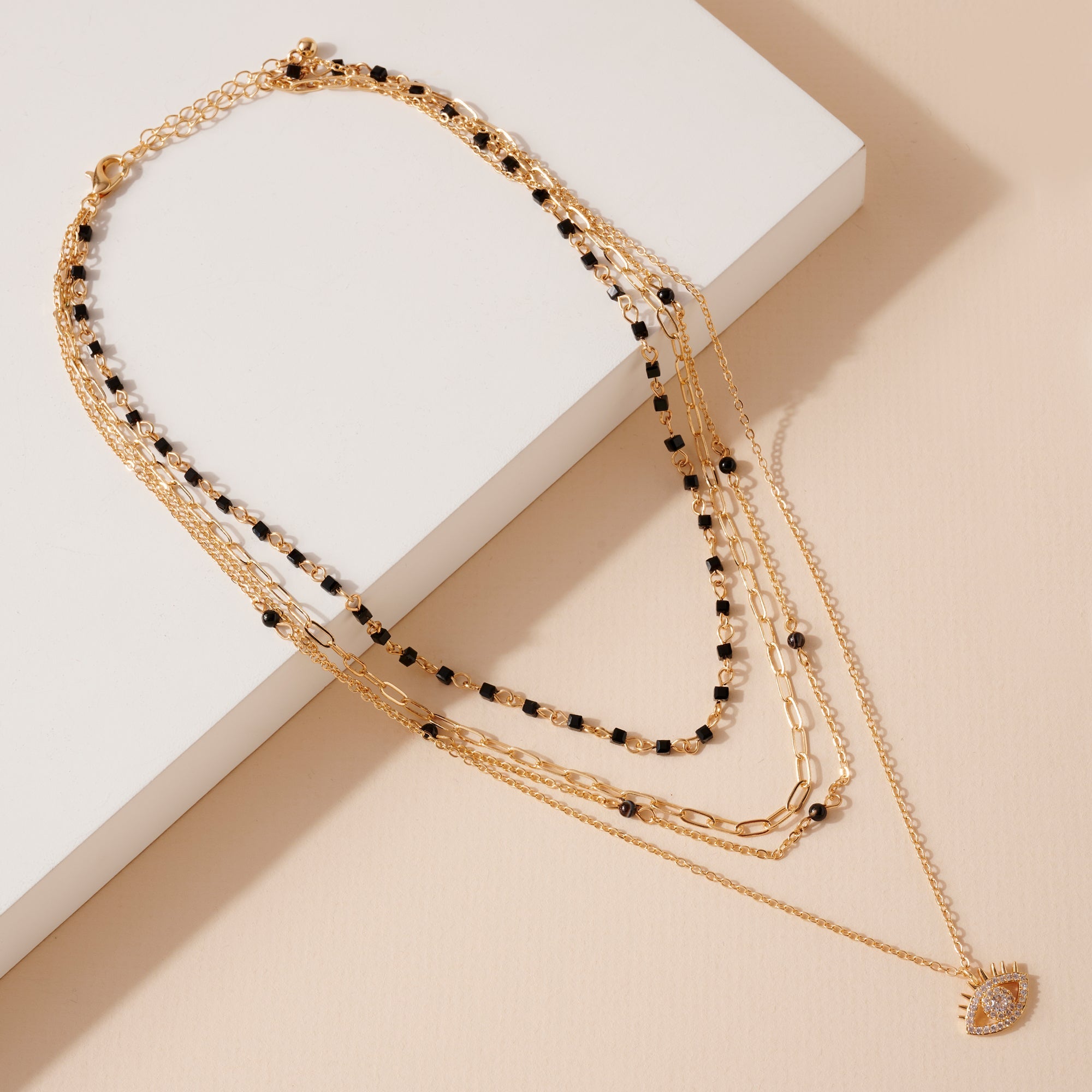 Layered Glass Stone Beaded Necklace