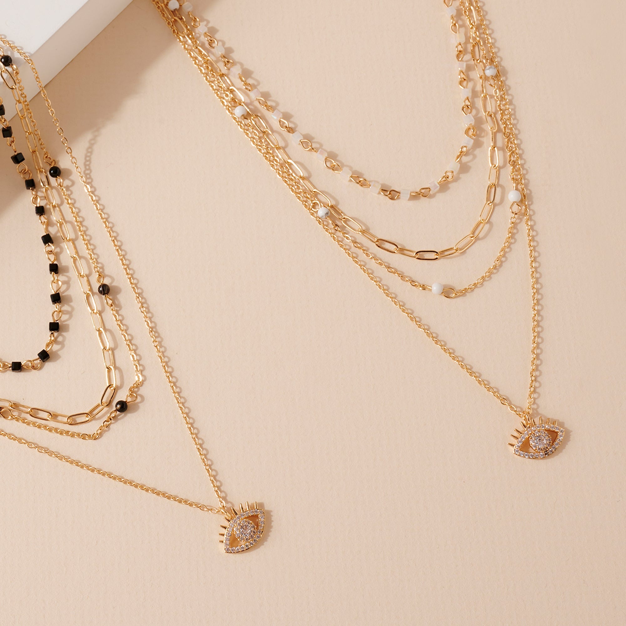Layered Glass Stone Beaded Necklace