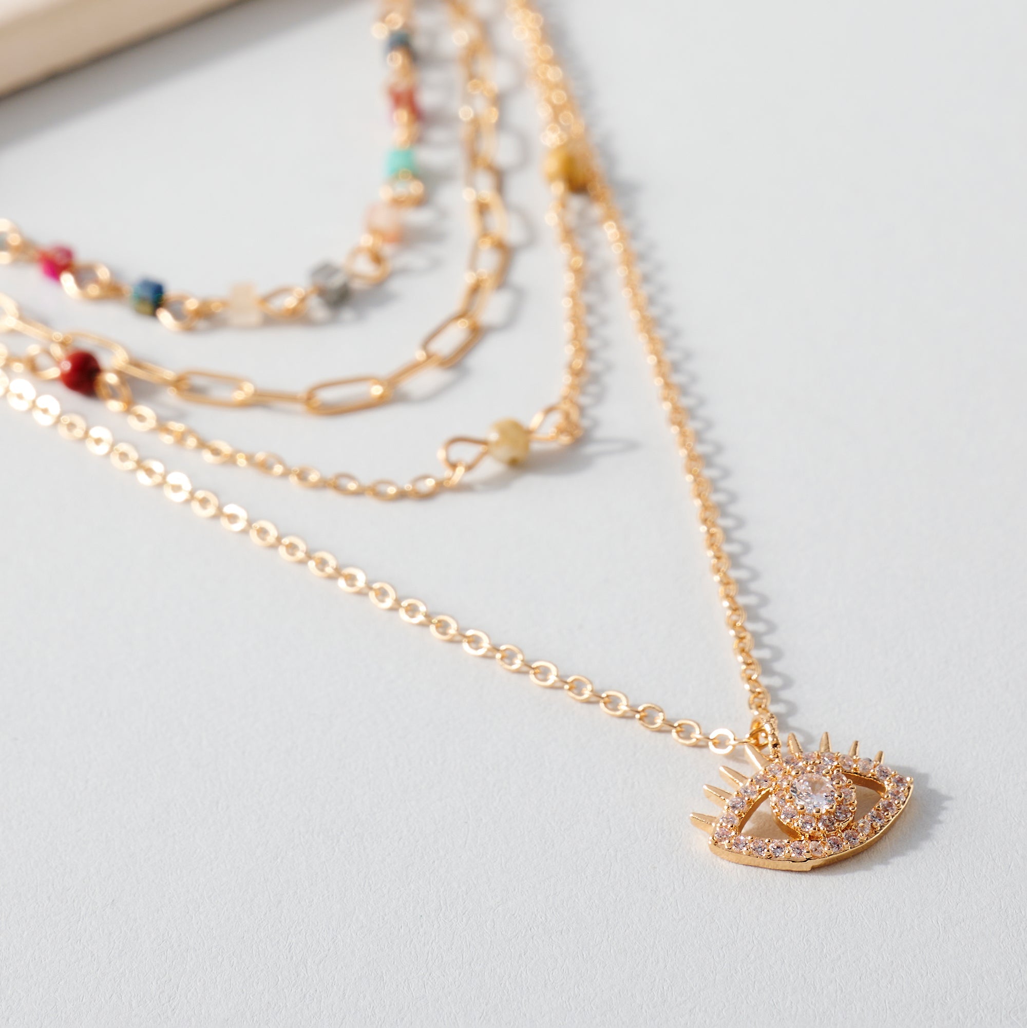 Layered Glass Stone Beaded Necklace