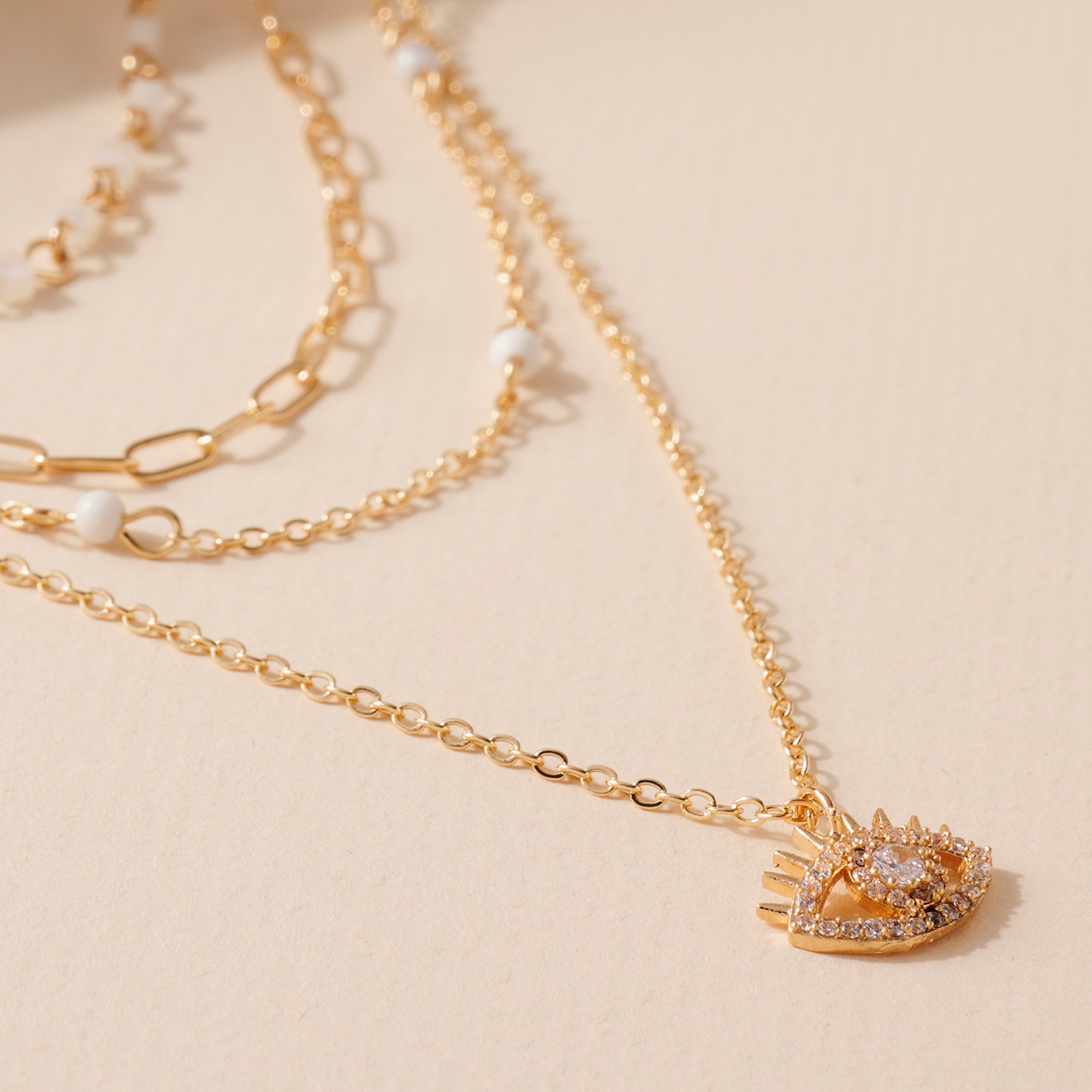 Layered Glass Stone Beaded Necklace