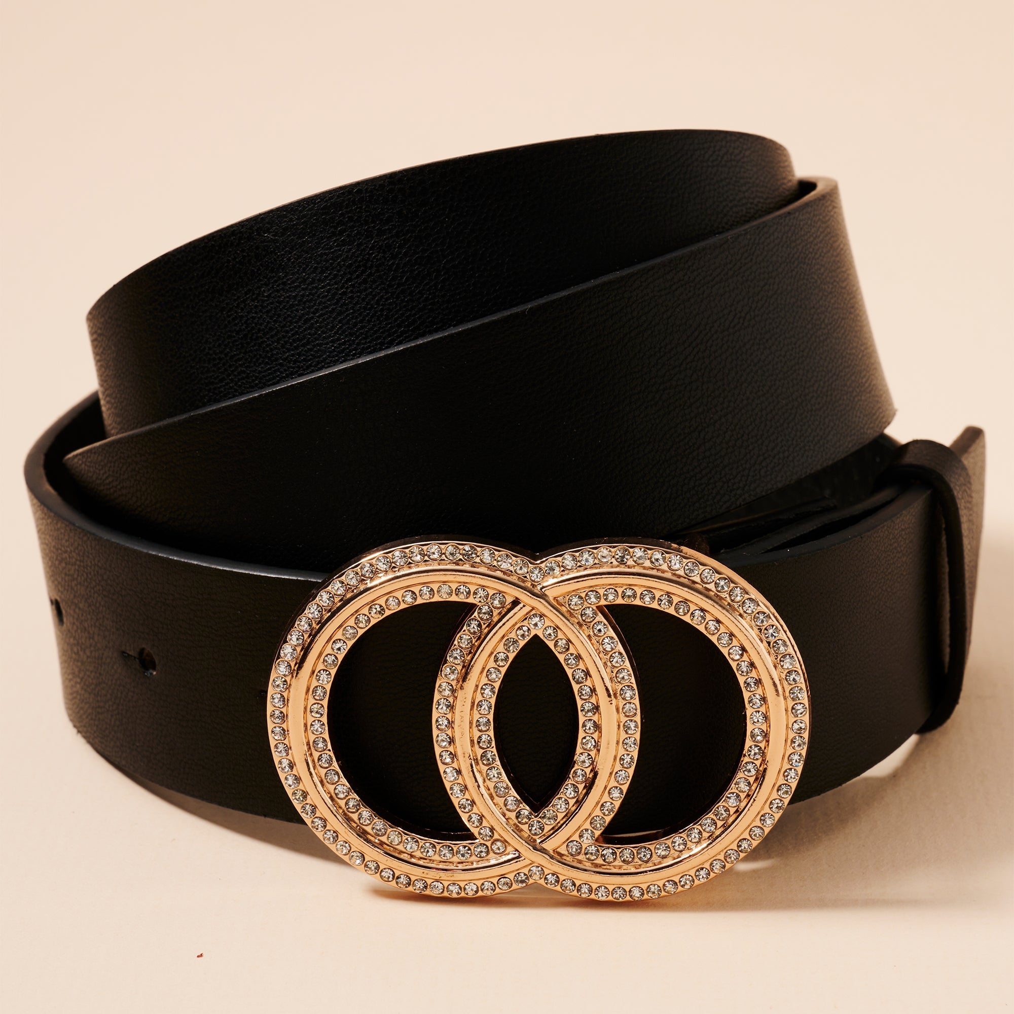 Faux Leather Double Circle Belt