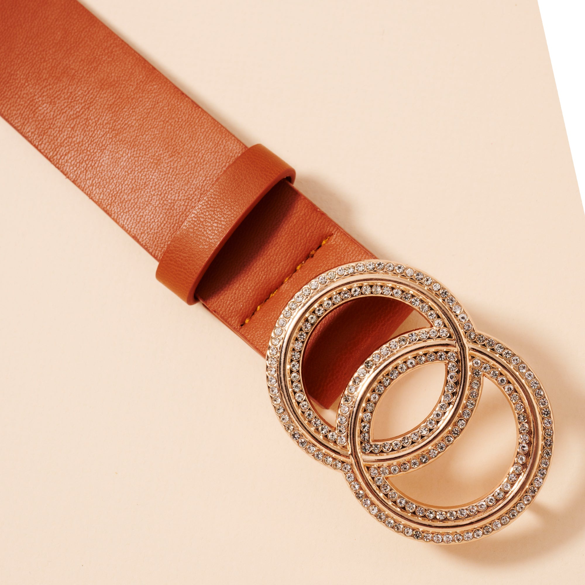 Faux Leather Double Circle Belt