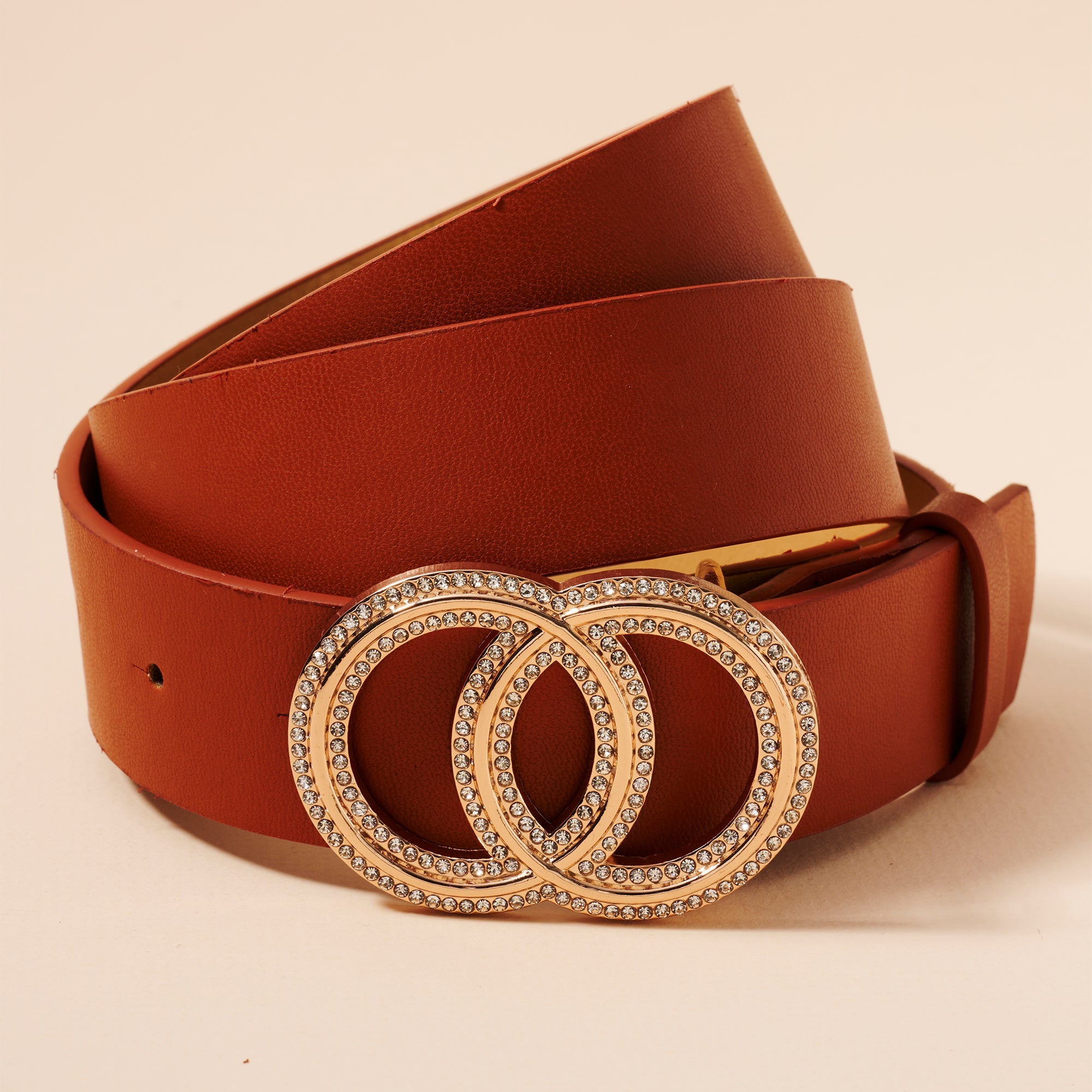 Faux Leather Double Circle Belt