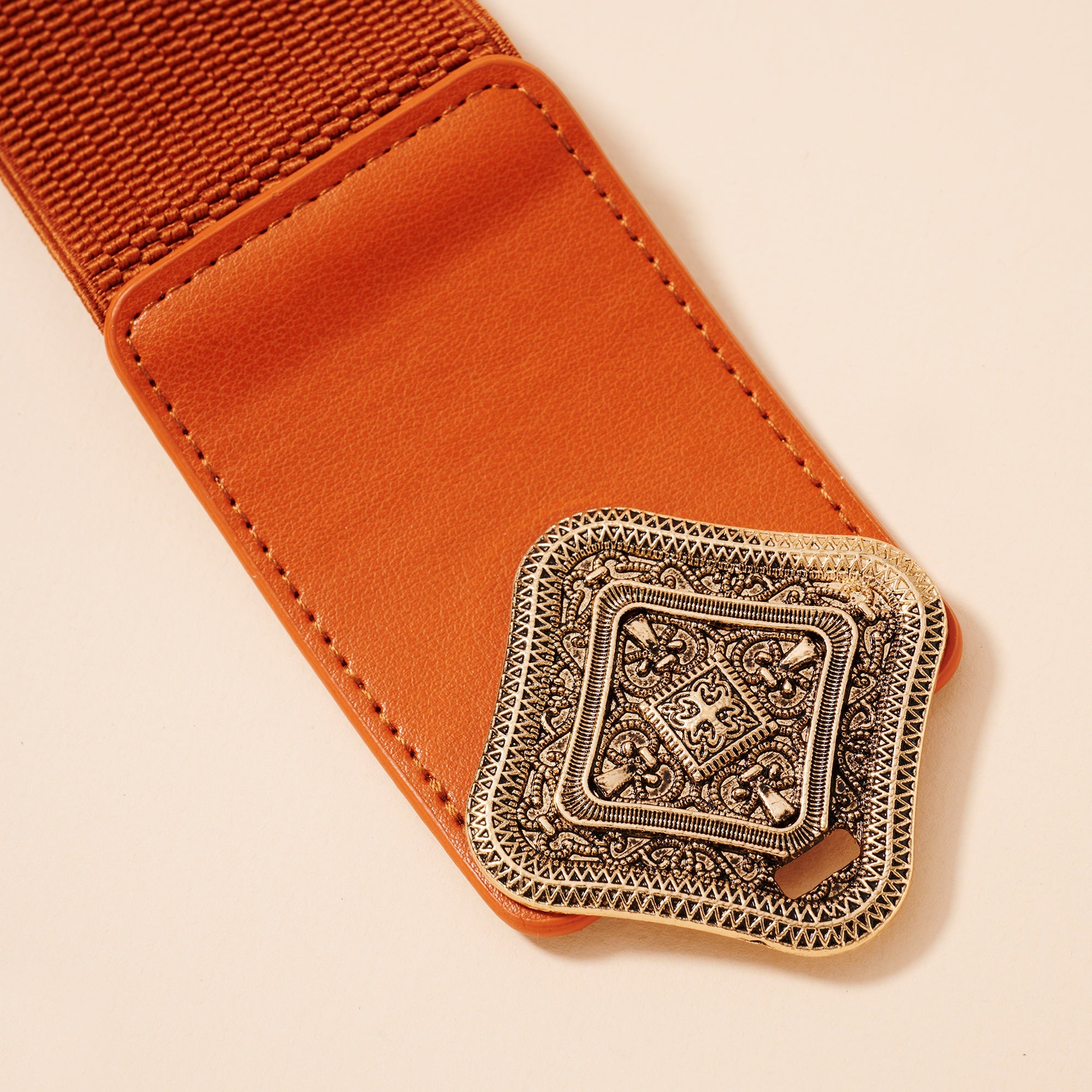 Wide Diamond Buckle Belt