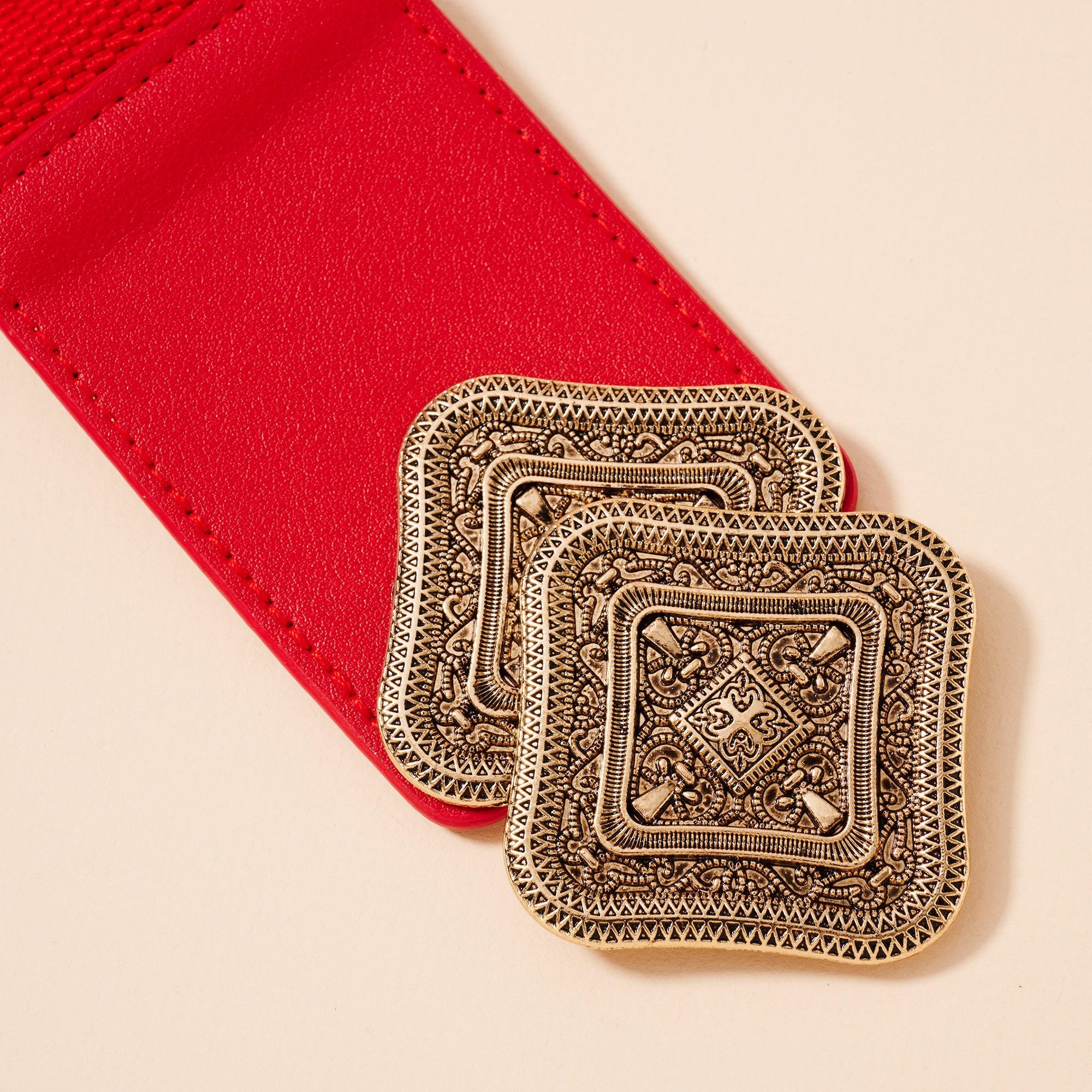 Wide Diamond Buckle Belt