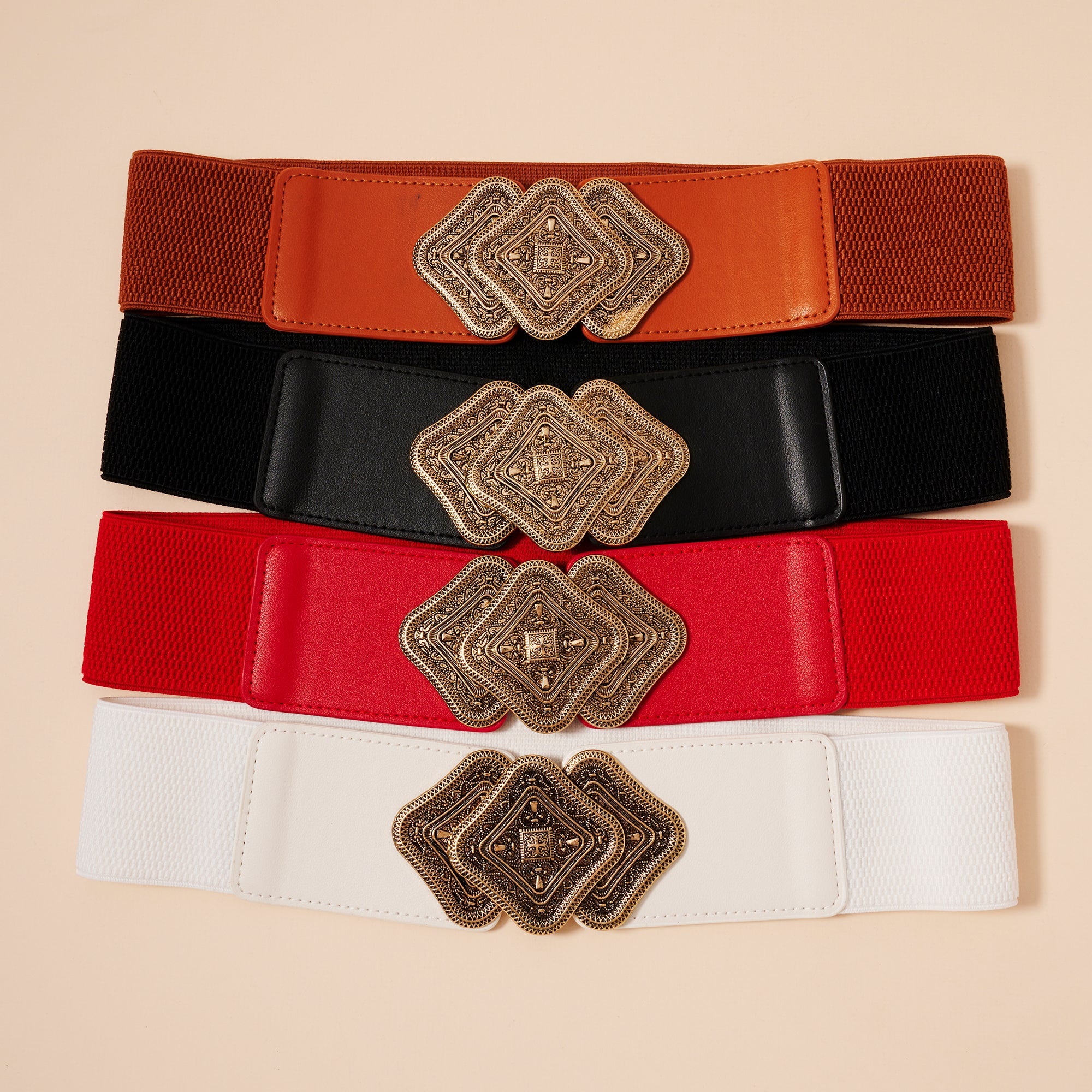 Wide Diamond Buckle Belt