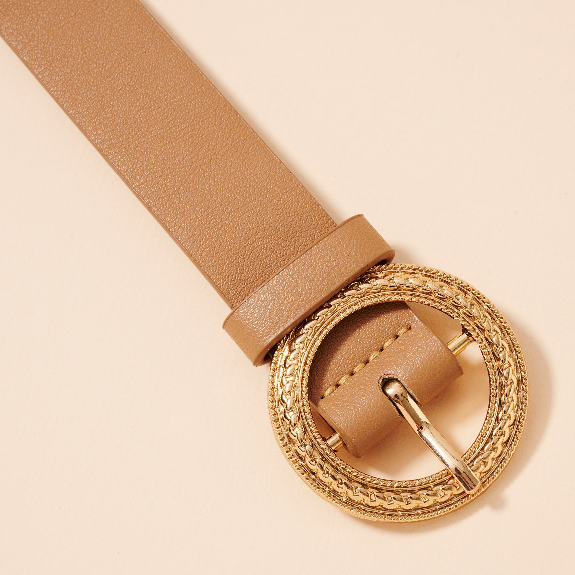 Faux Leather Textured Circle Belt