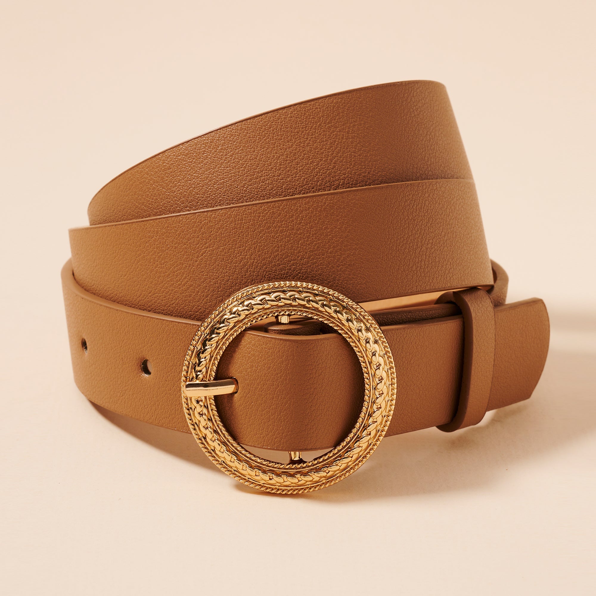 Faux Leather Textured Circle Belt