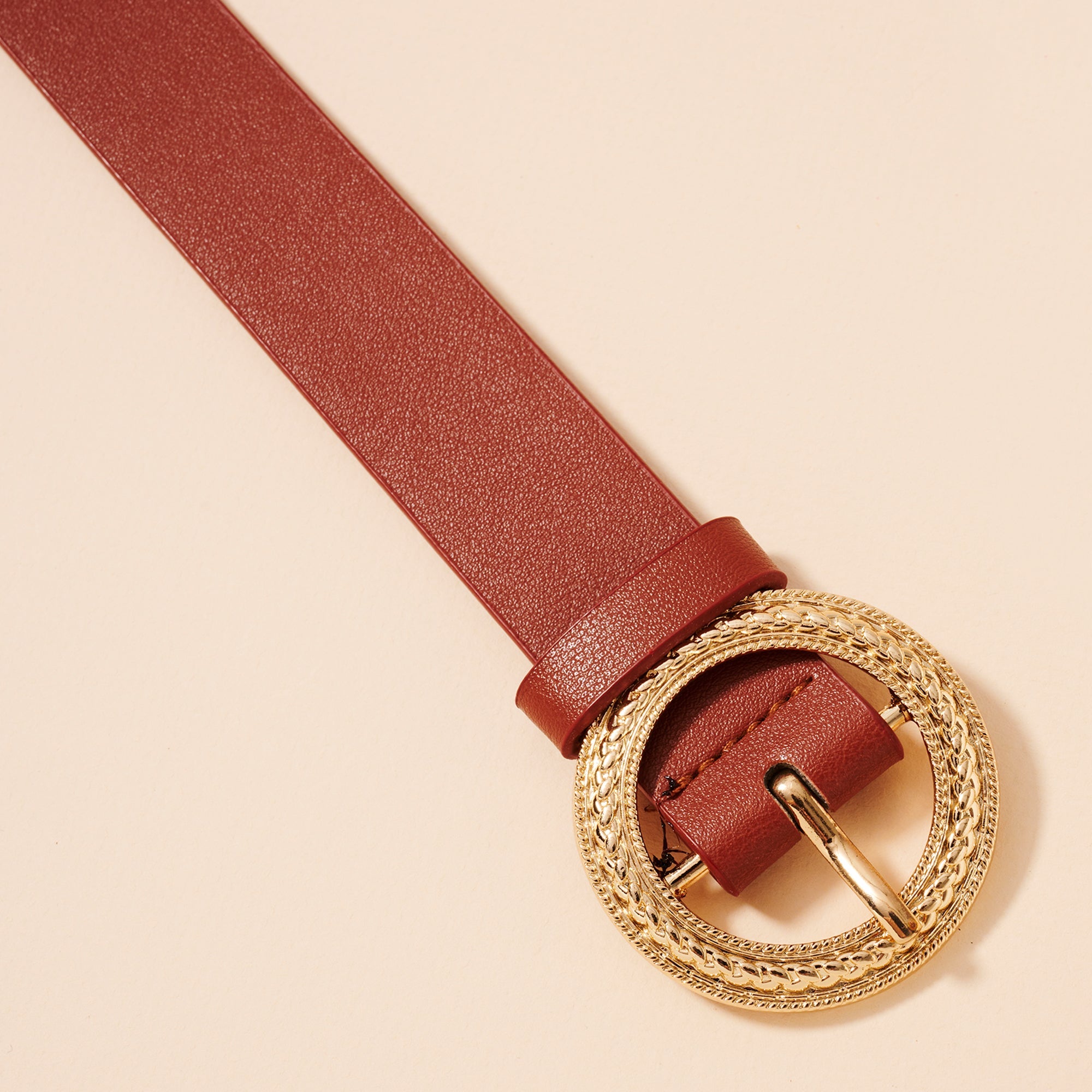 Faux Leather Textured Circle Belt