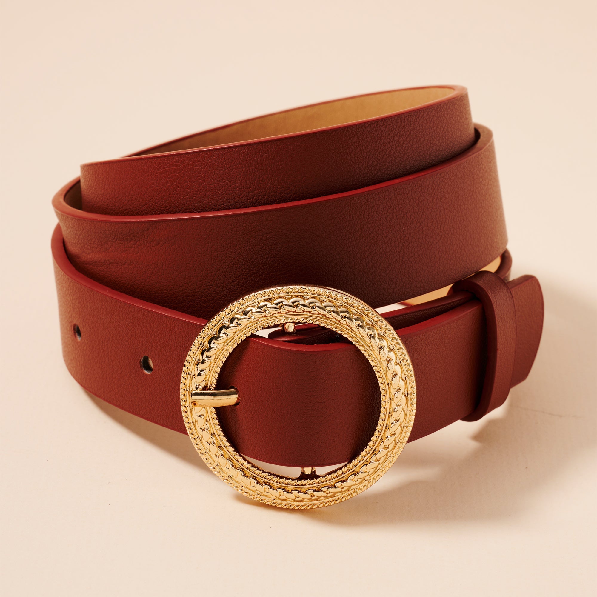 Faux Leather Textured Circle Belt