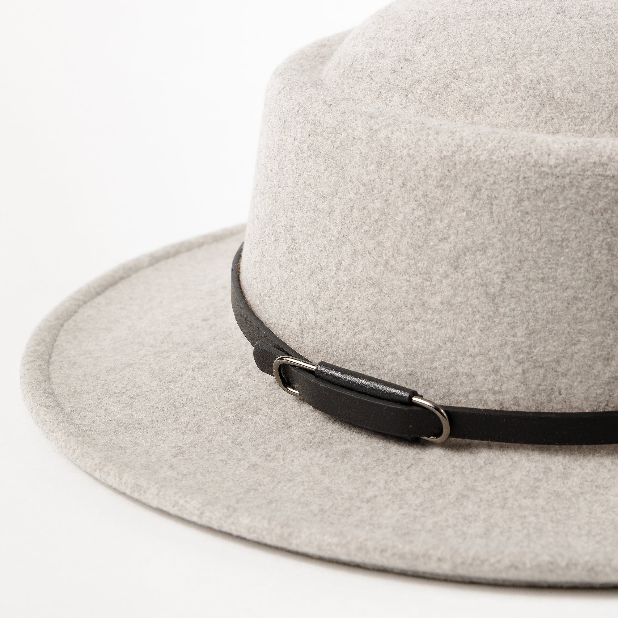 Double Buckle Leather Strap Fedora Hat