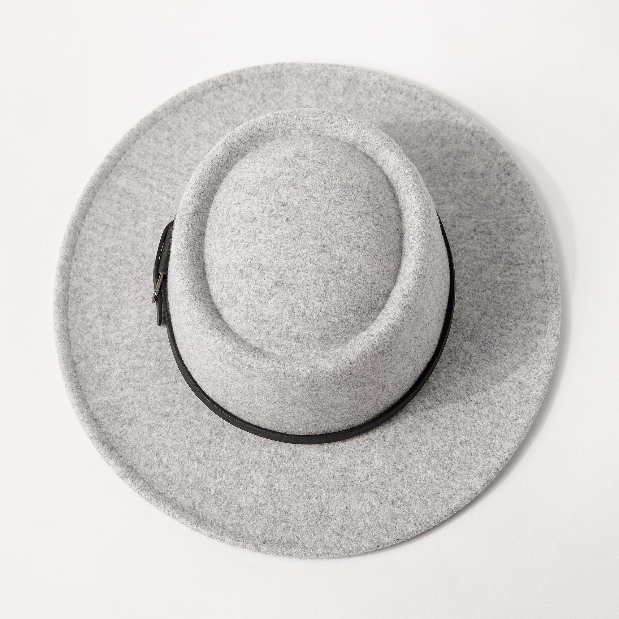 Double Buckle Leather Strap Fedora Hat