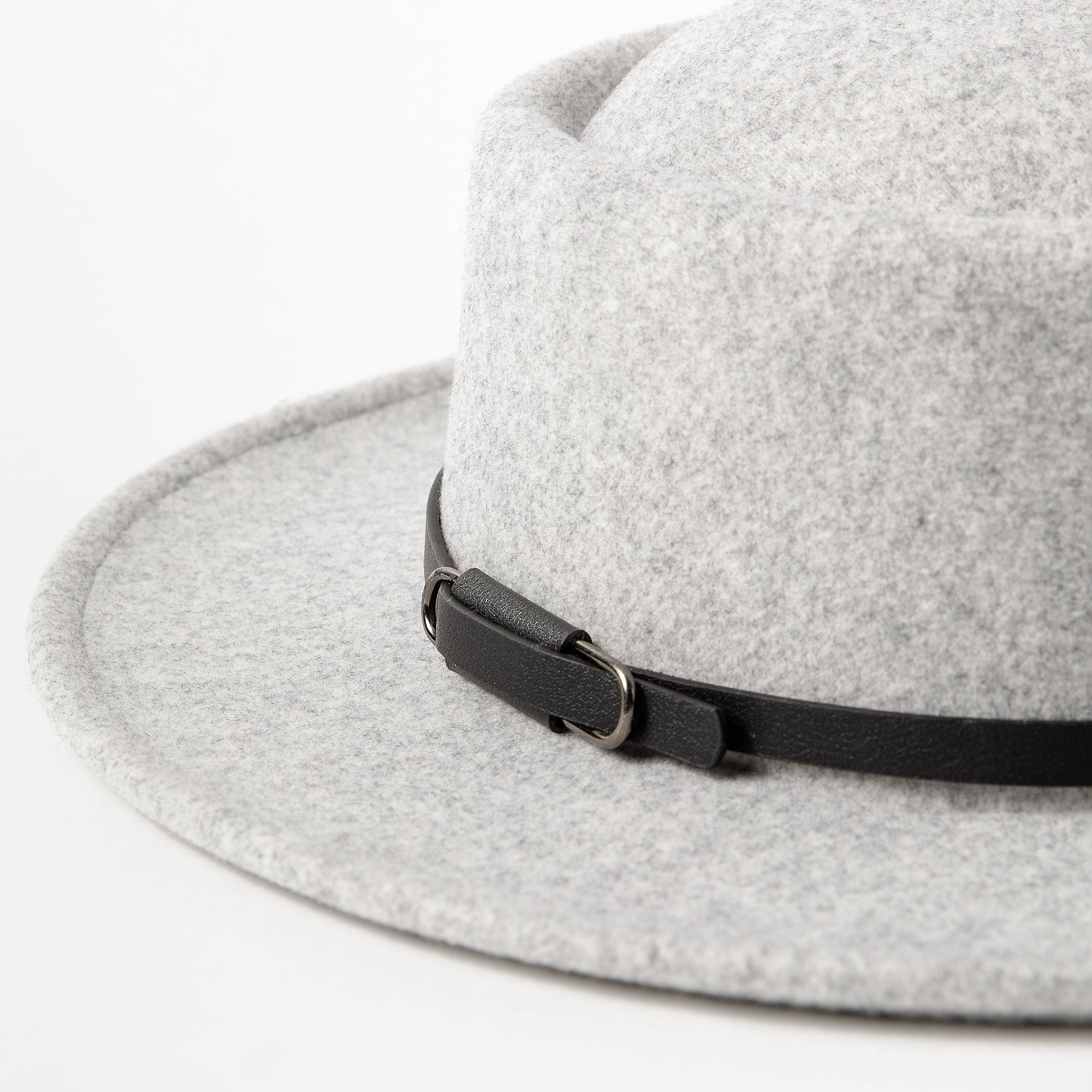 Double Buckle Leather Strap Fedora Hat
