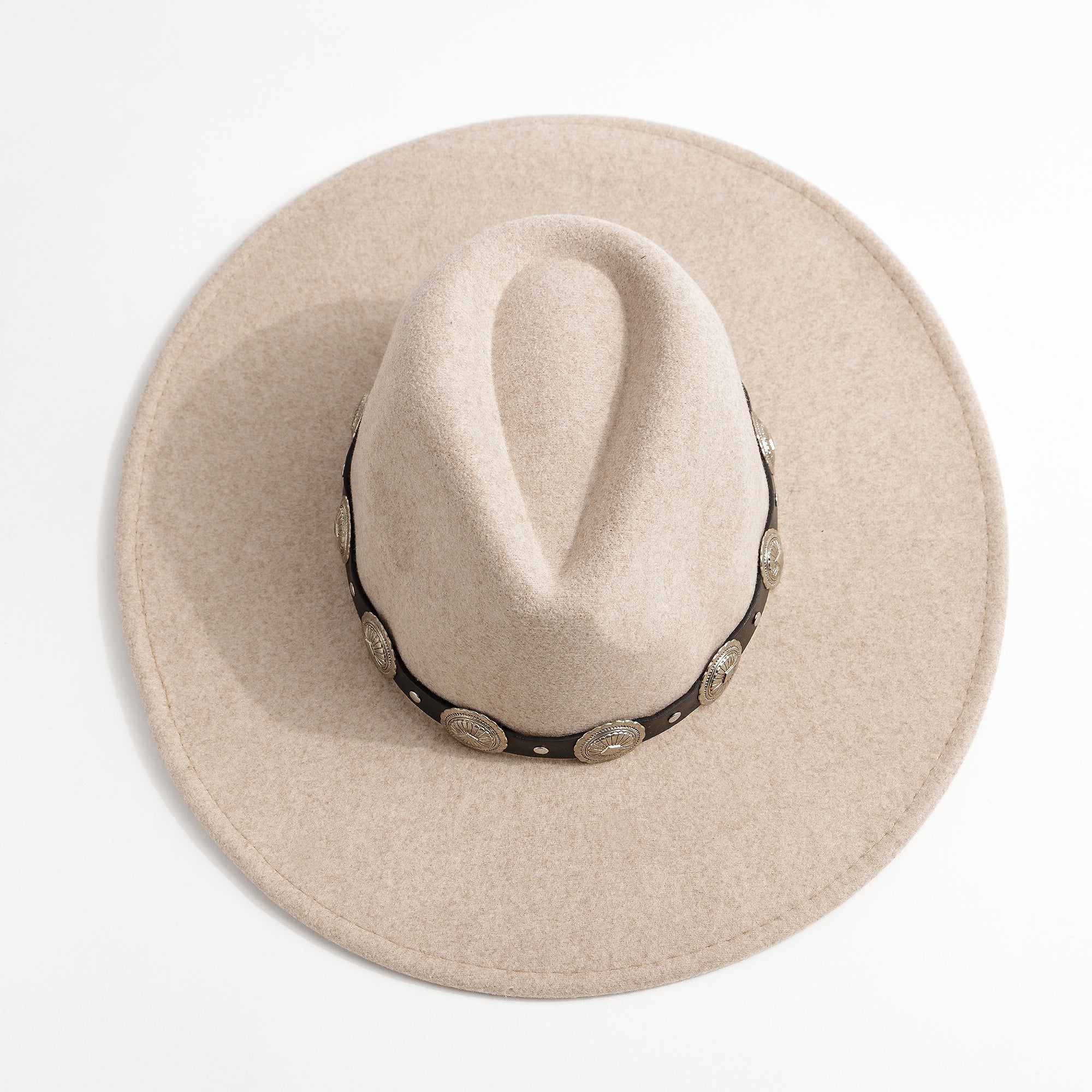 Concho Leather Strap Fedora Hat