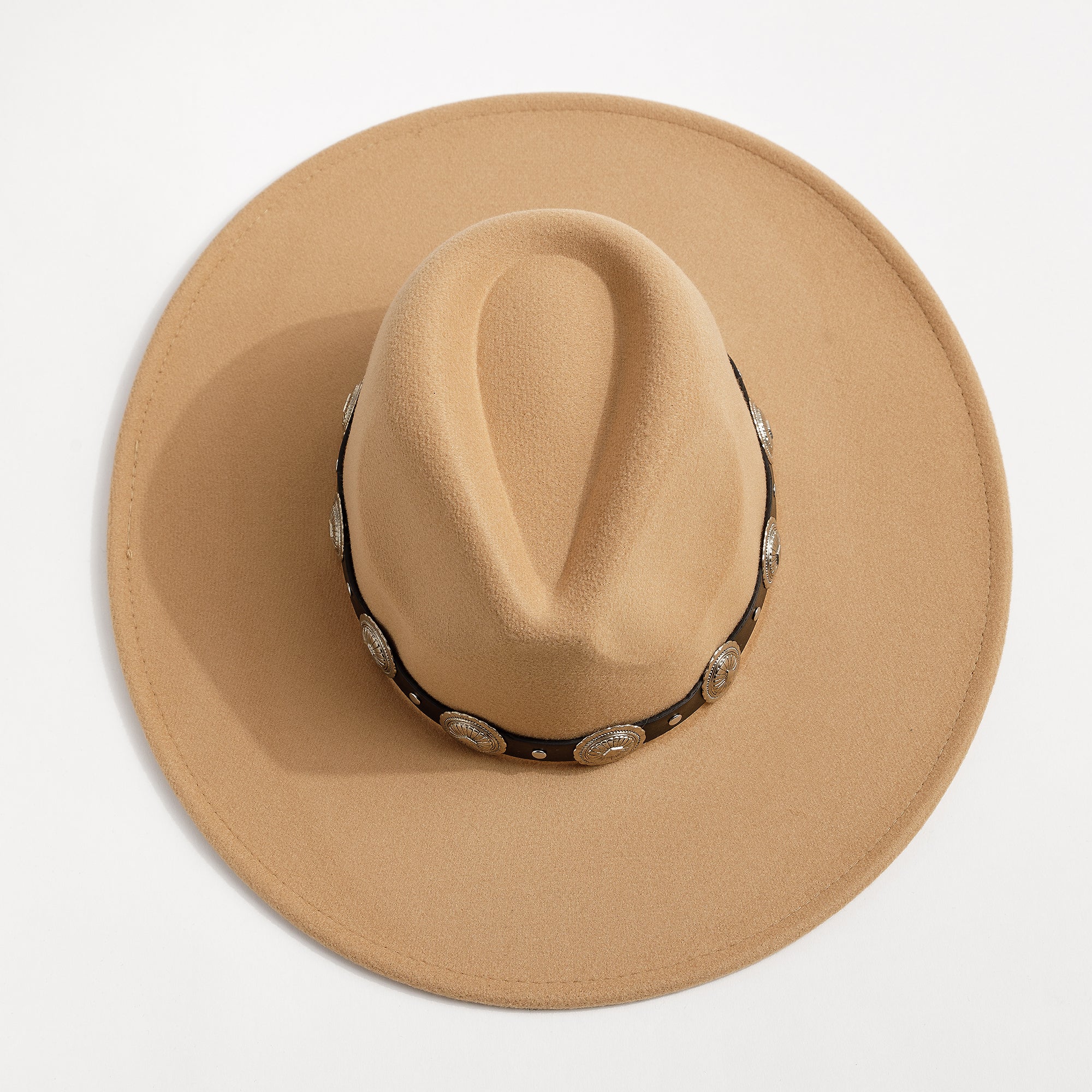 Concho Leather Strap Fedora Hat
