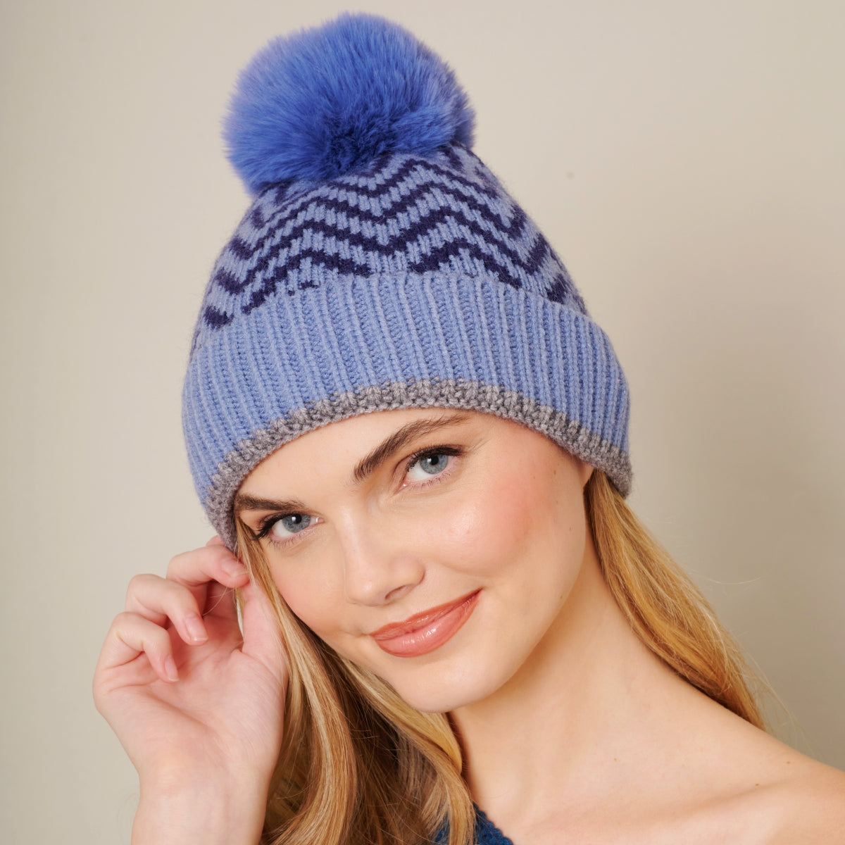 Zig Zag Print Beanie