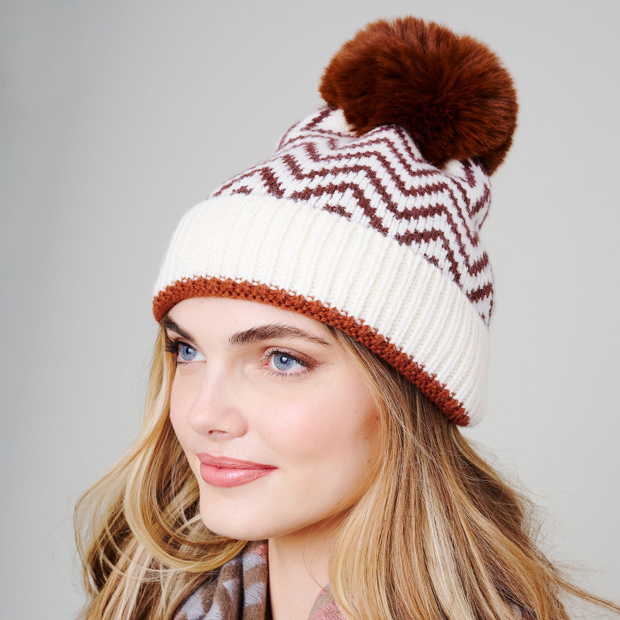 Zig Zag Print Beanie
