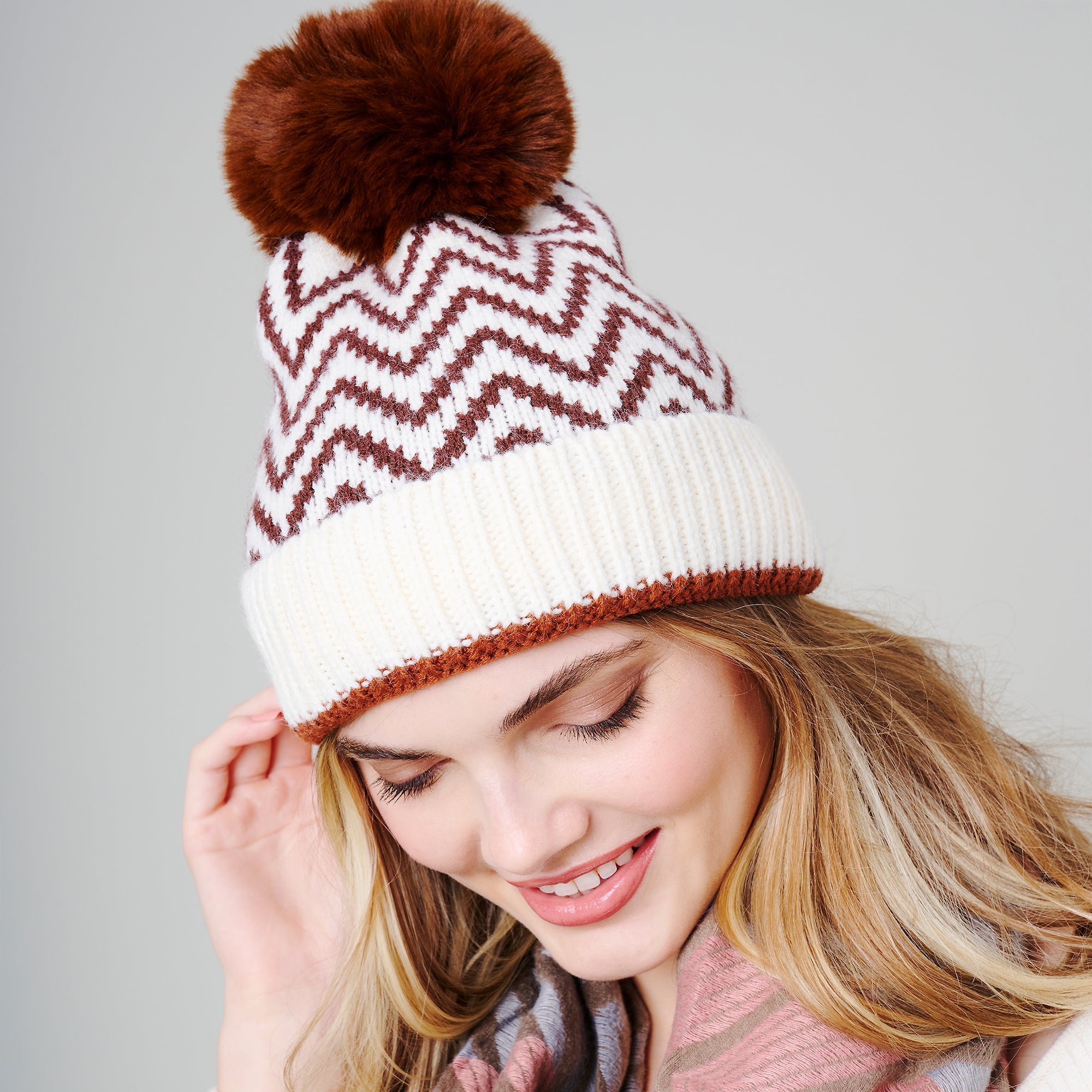 Zig Zag Print Beanie