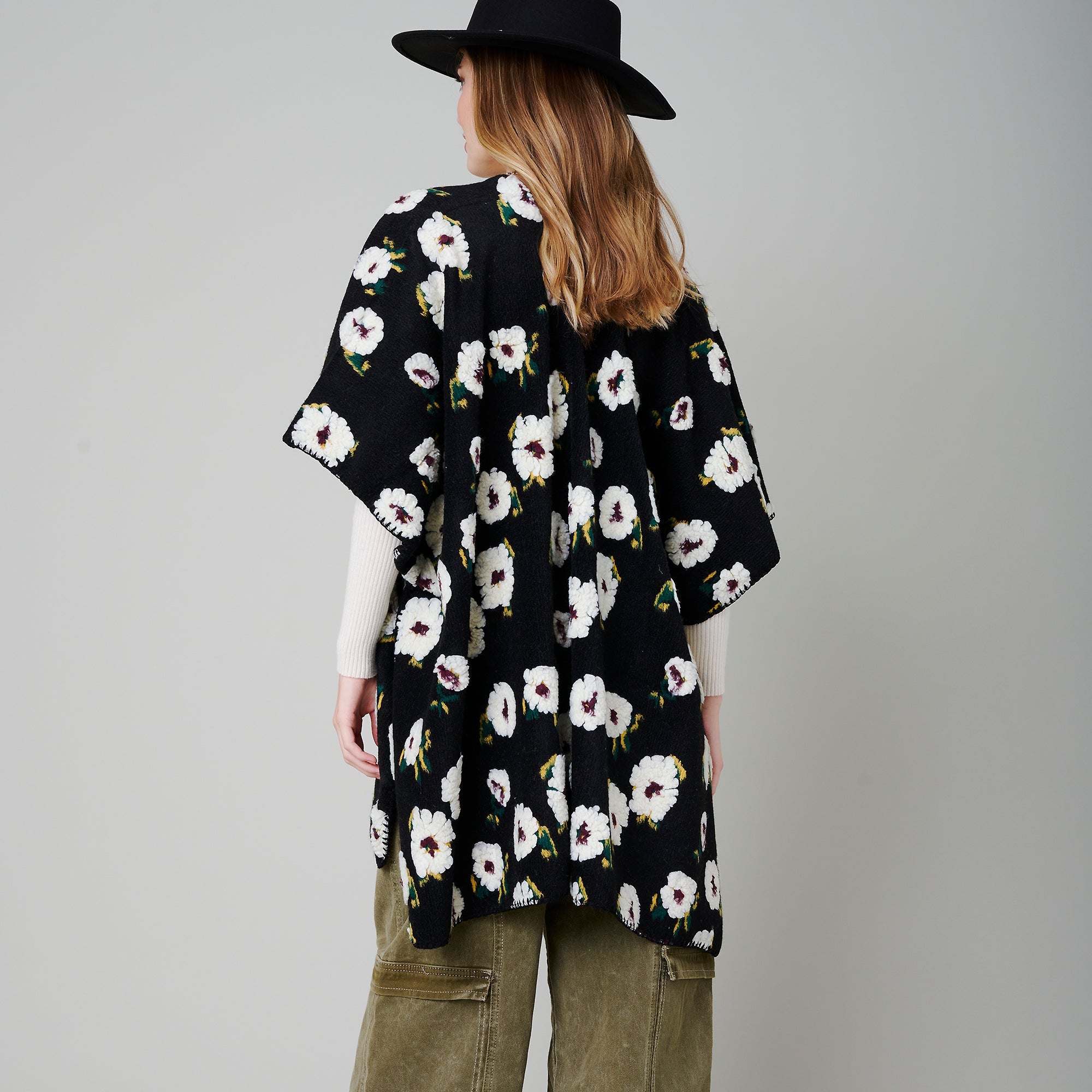 Floral Print Poncho