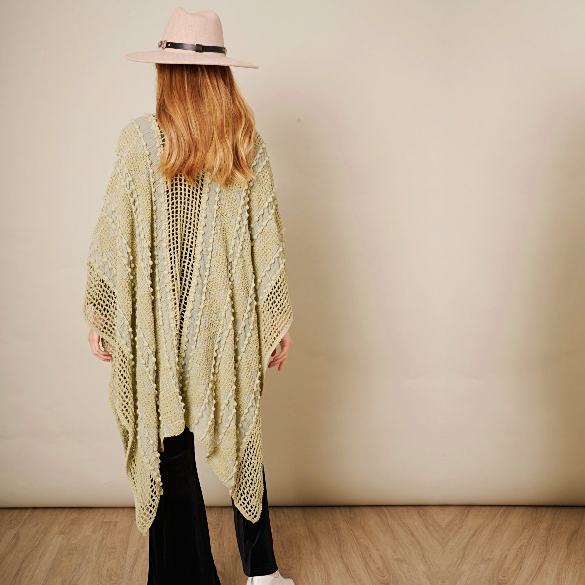 Pom Pom Textured Poncho