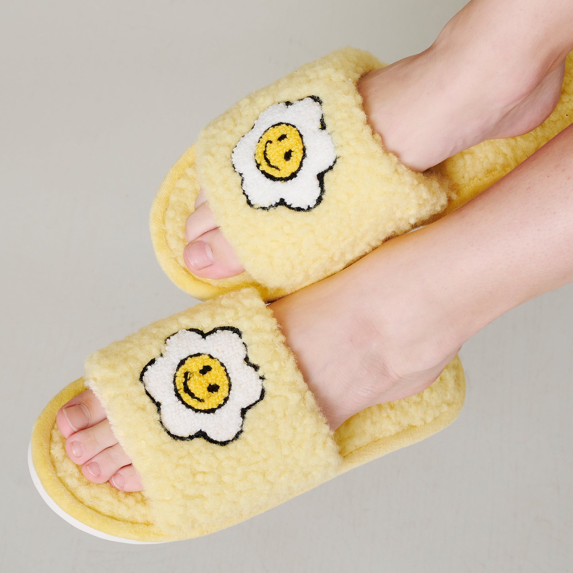 Floral Smile Faux Fur Slippers
