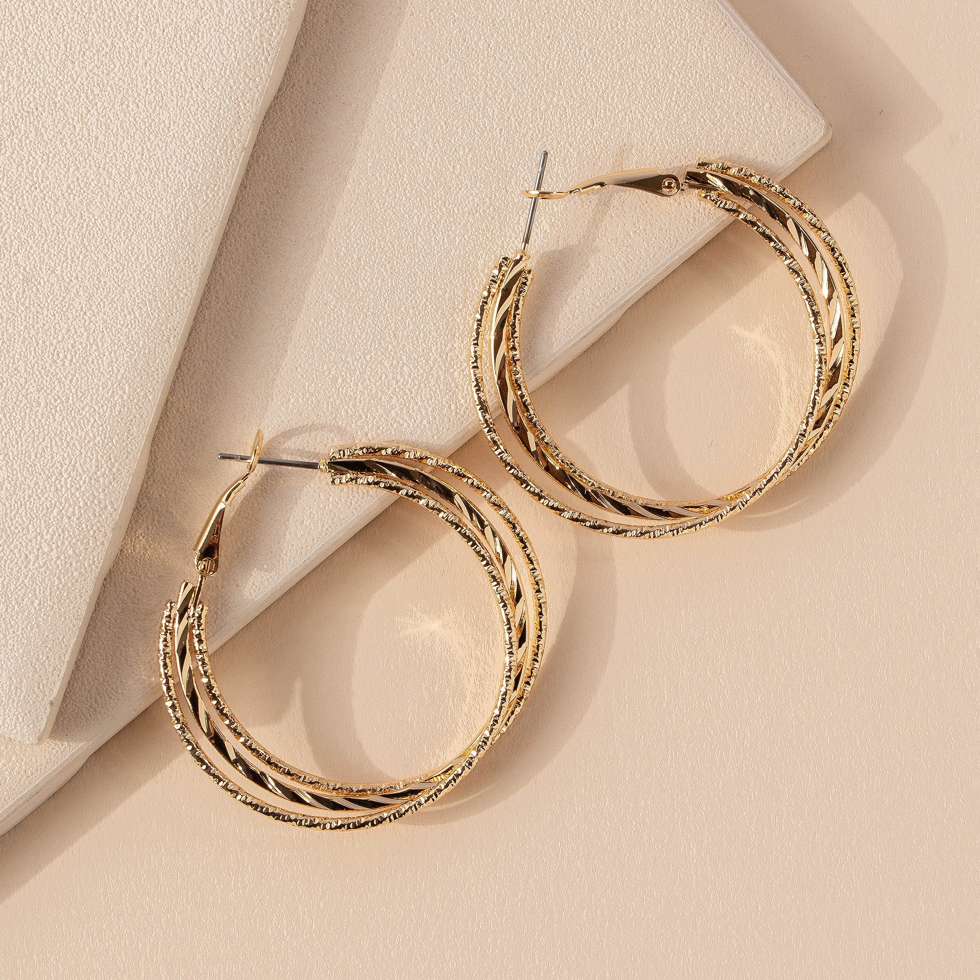 Multi Textured Hoop Earrings