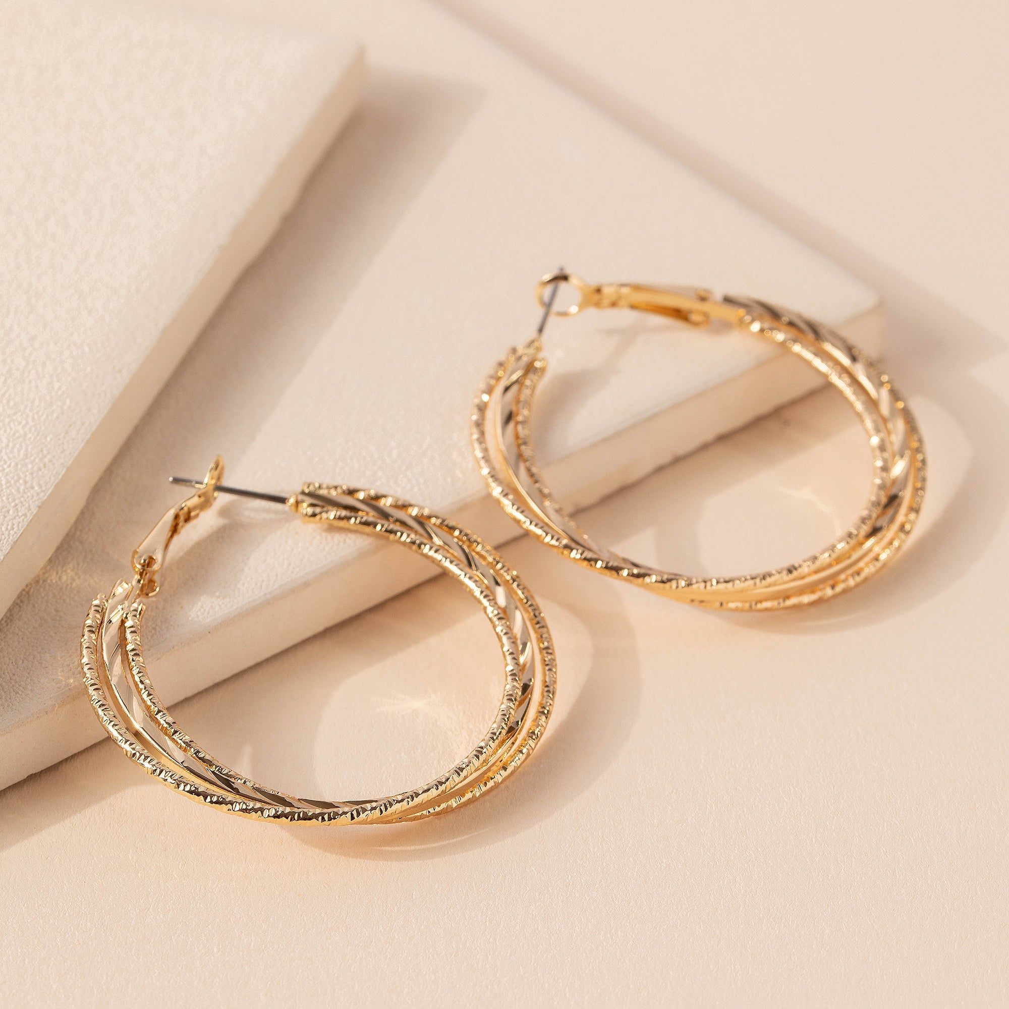 Multi Textured Hoop Earrings