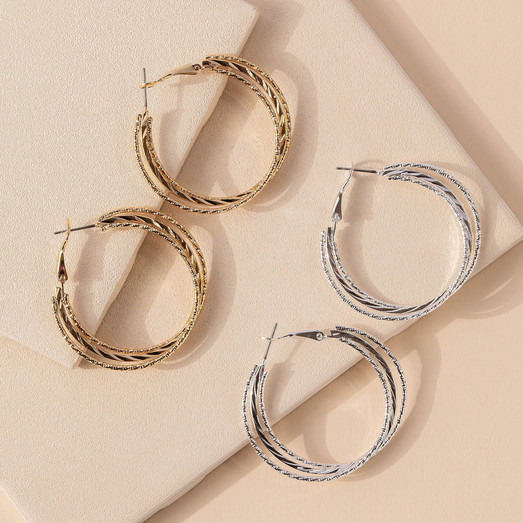 Multi Textured Hoop Earrings