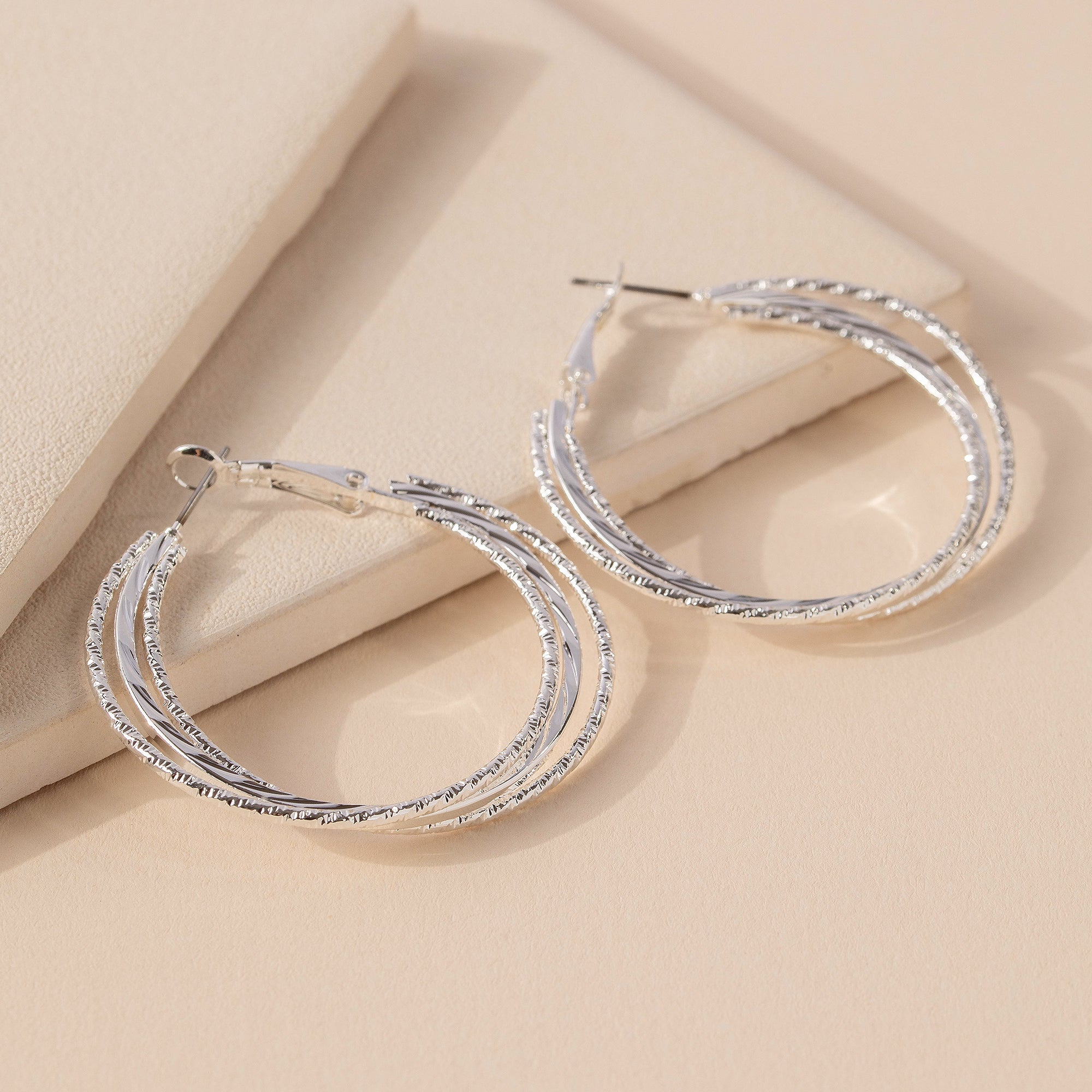 Multi Textured Hoop Earrings