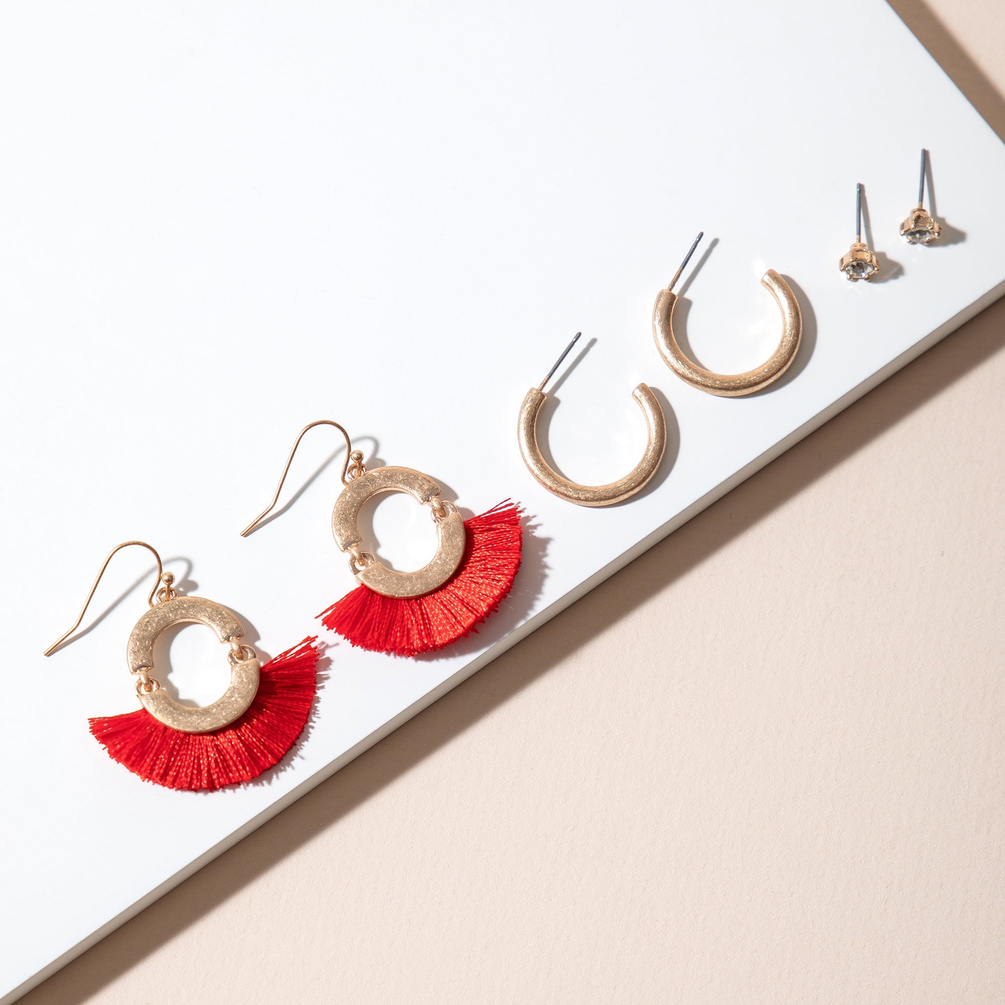 Tassel Hoop Earrings Set