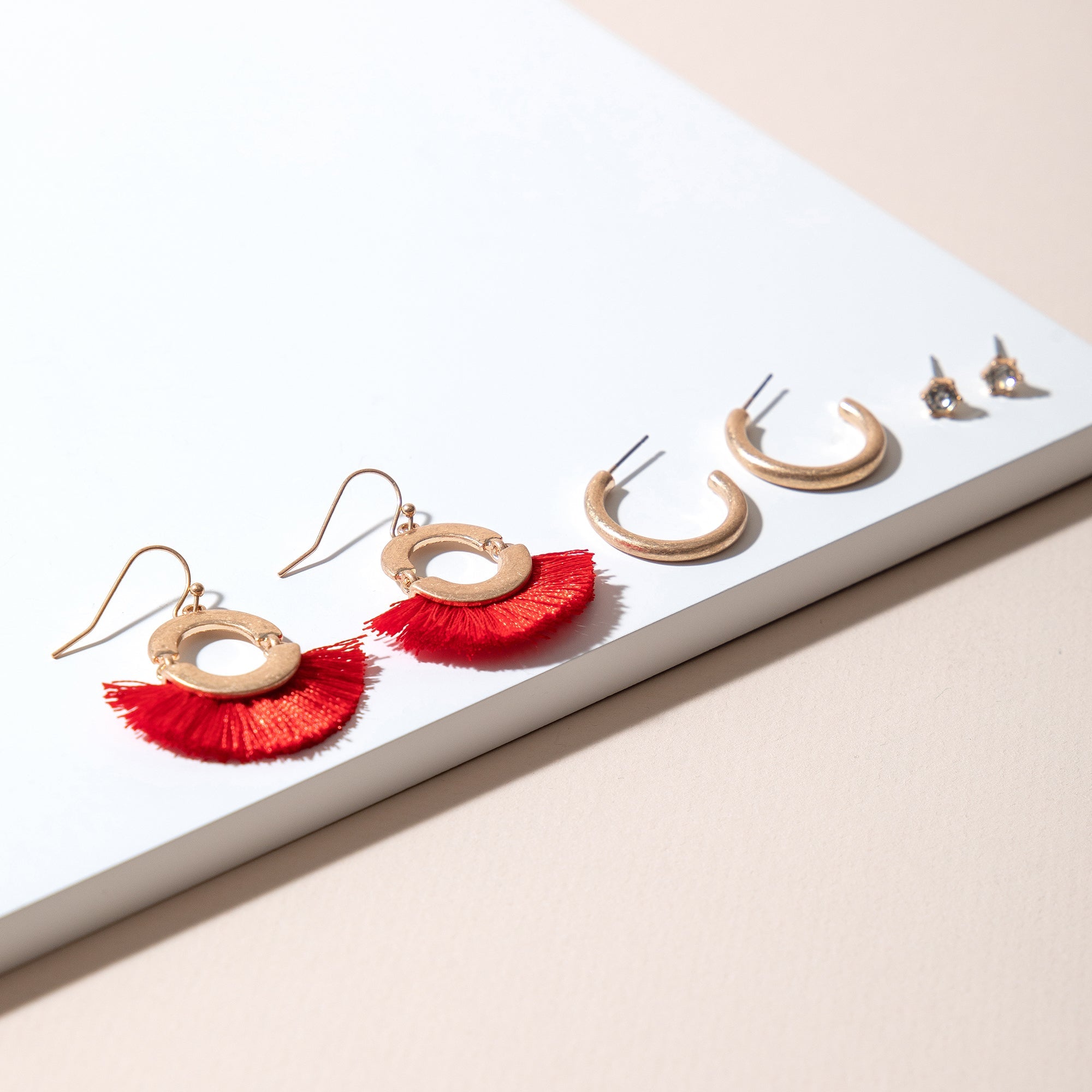Tassel Hoop Earrings Set