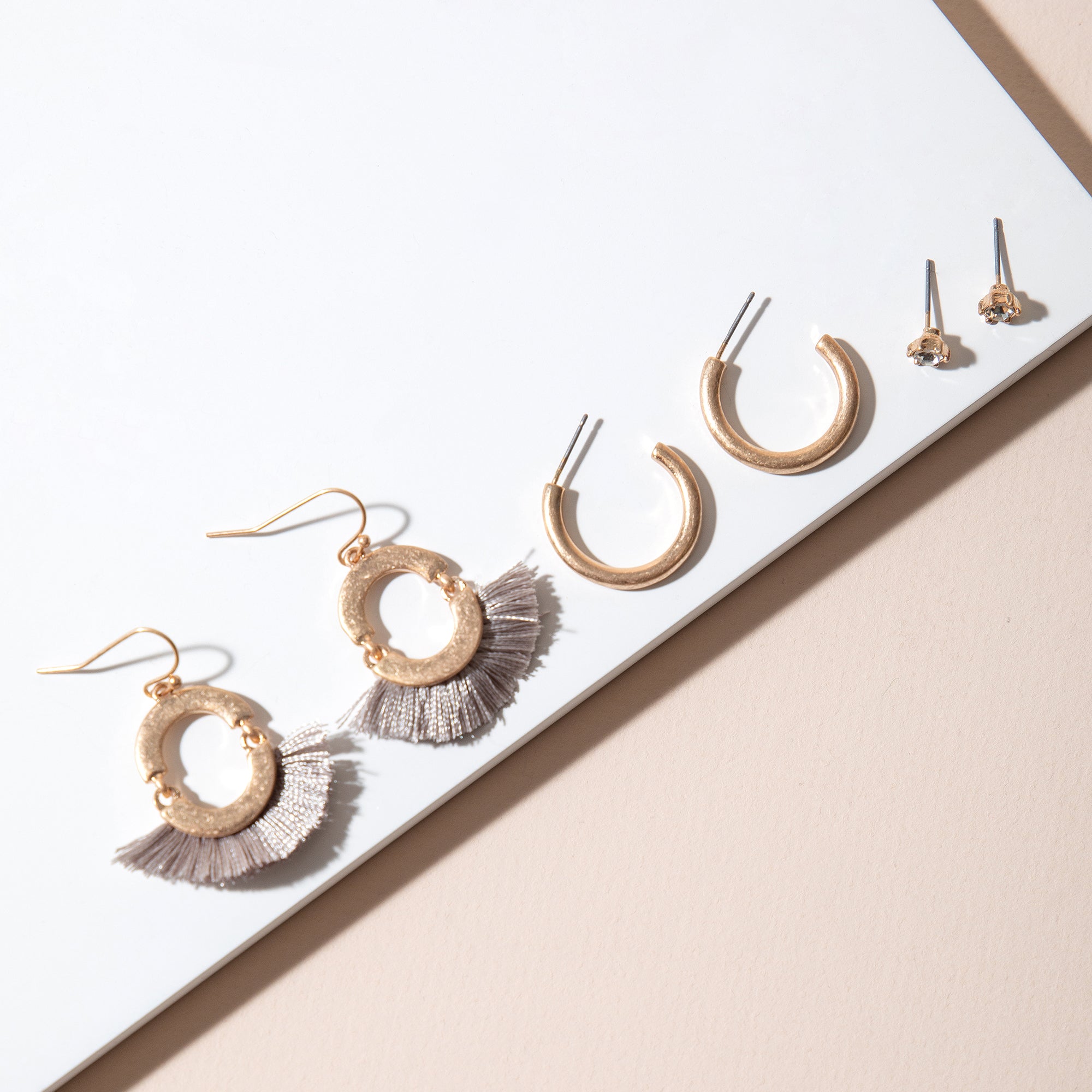 Tassel Hoop Earrings Set