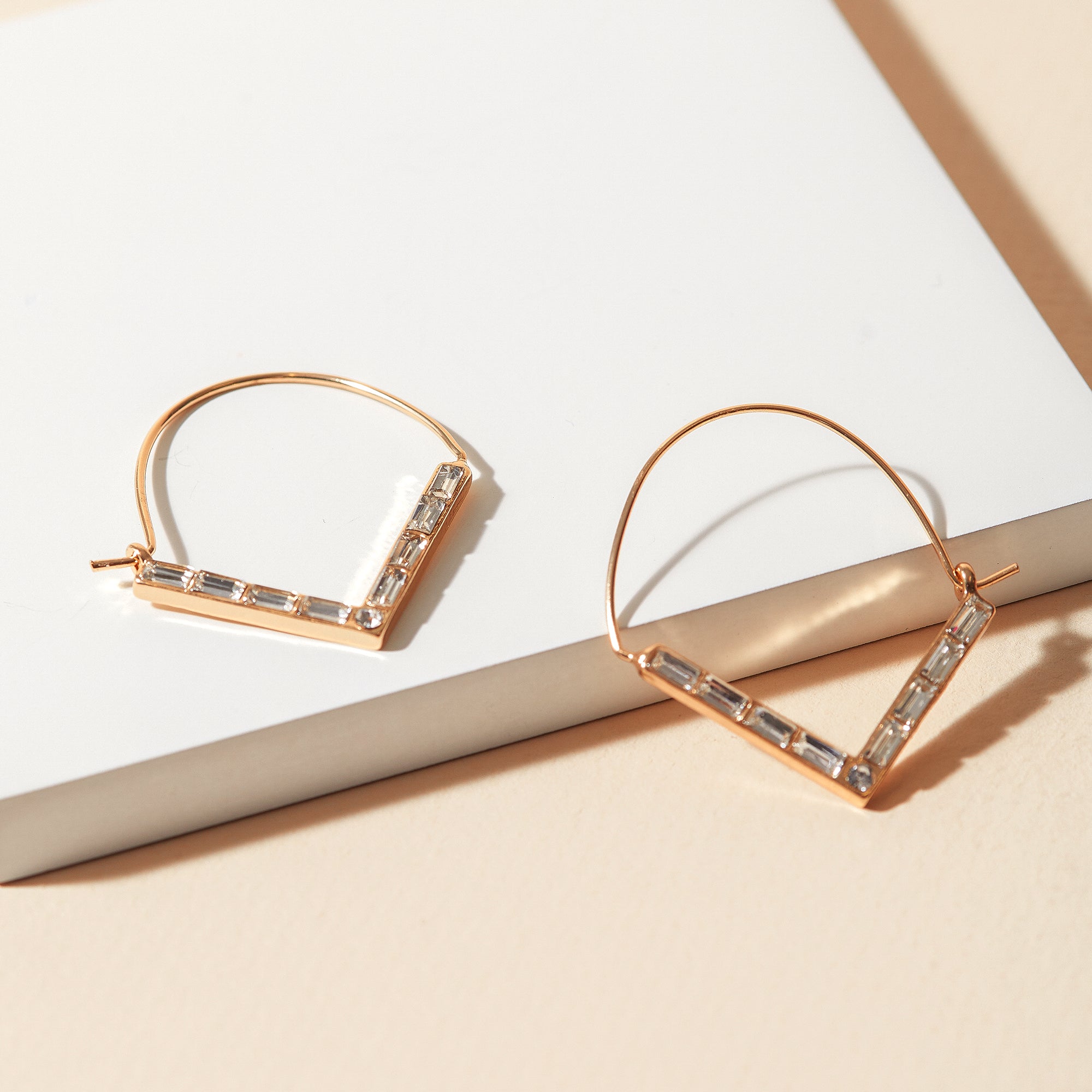 Rhinestone Chevron Hoop Earrings