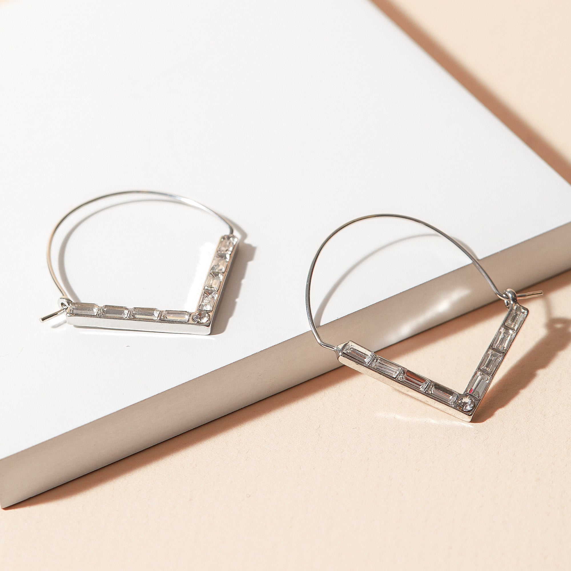 Rhinestone Chevron Hoop Earrings