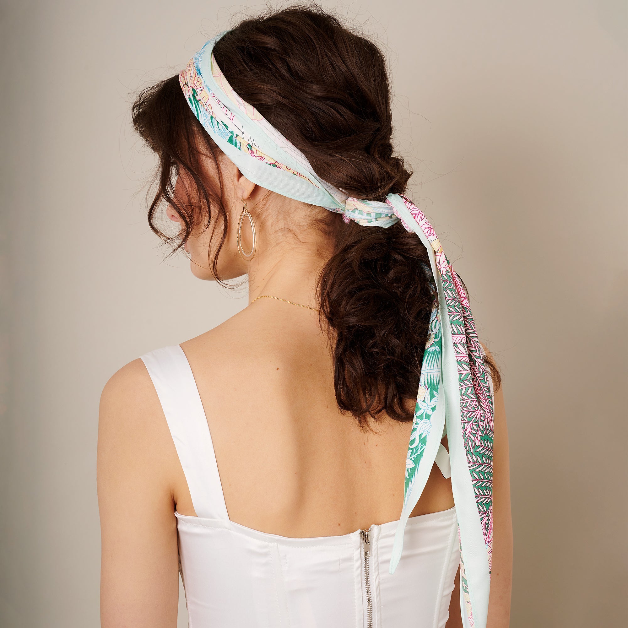 Multi Print Diamond Shape Silky Scarf