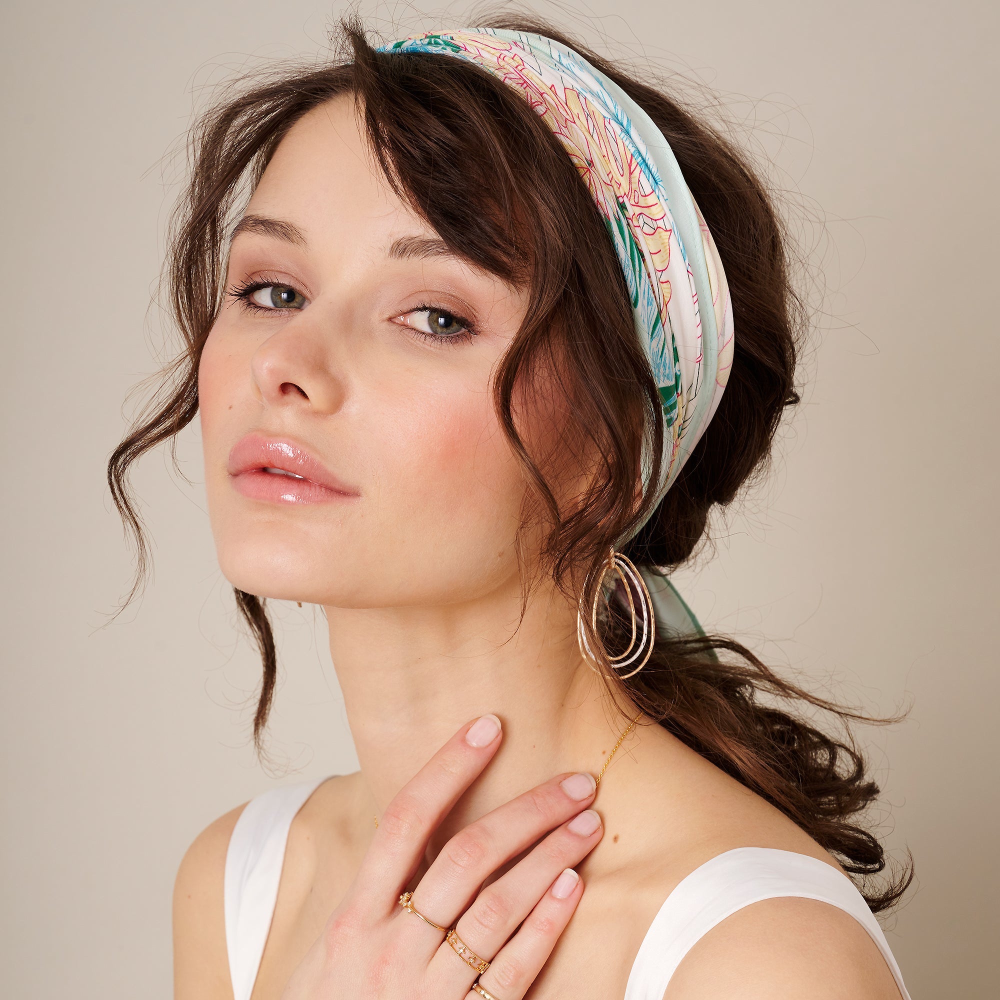 Multi Print Diamond Shape Silky Scarf