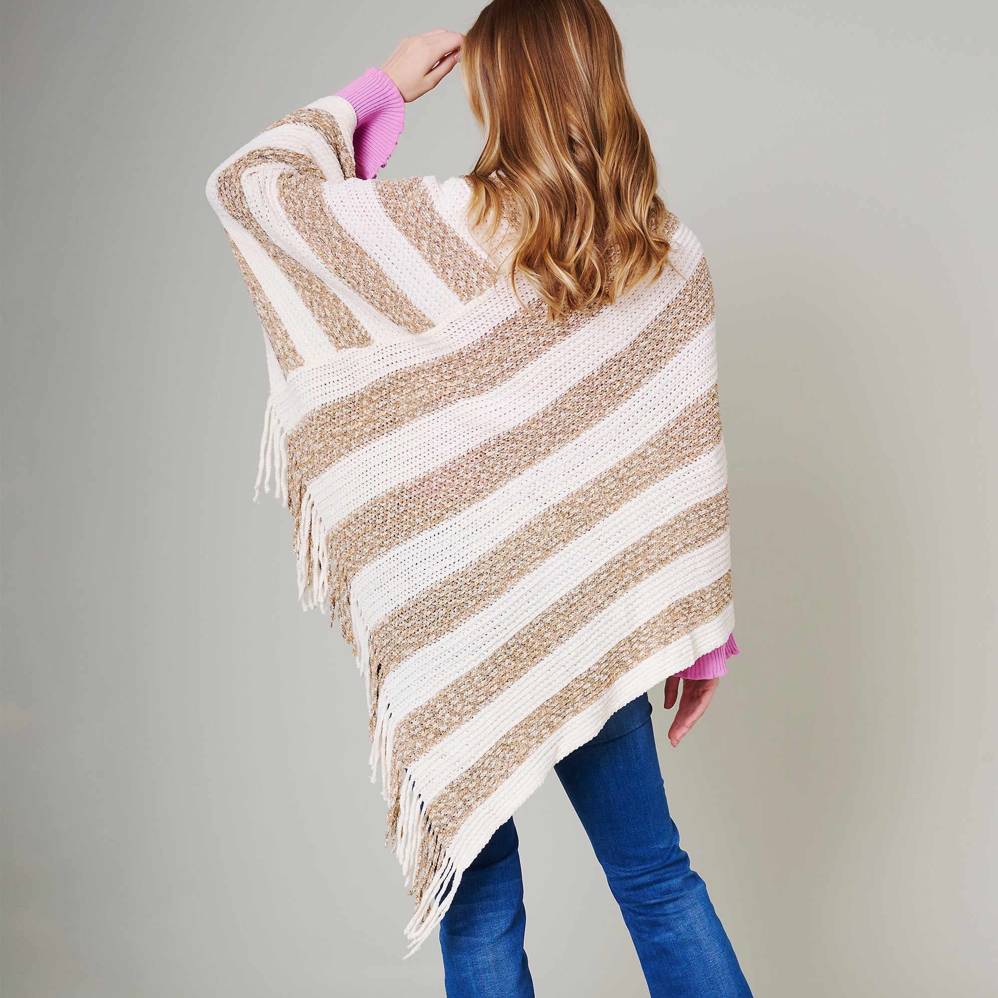 Stripe Fringe Poncho