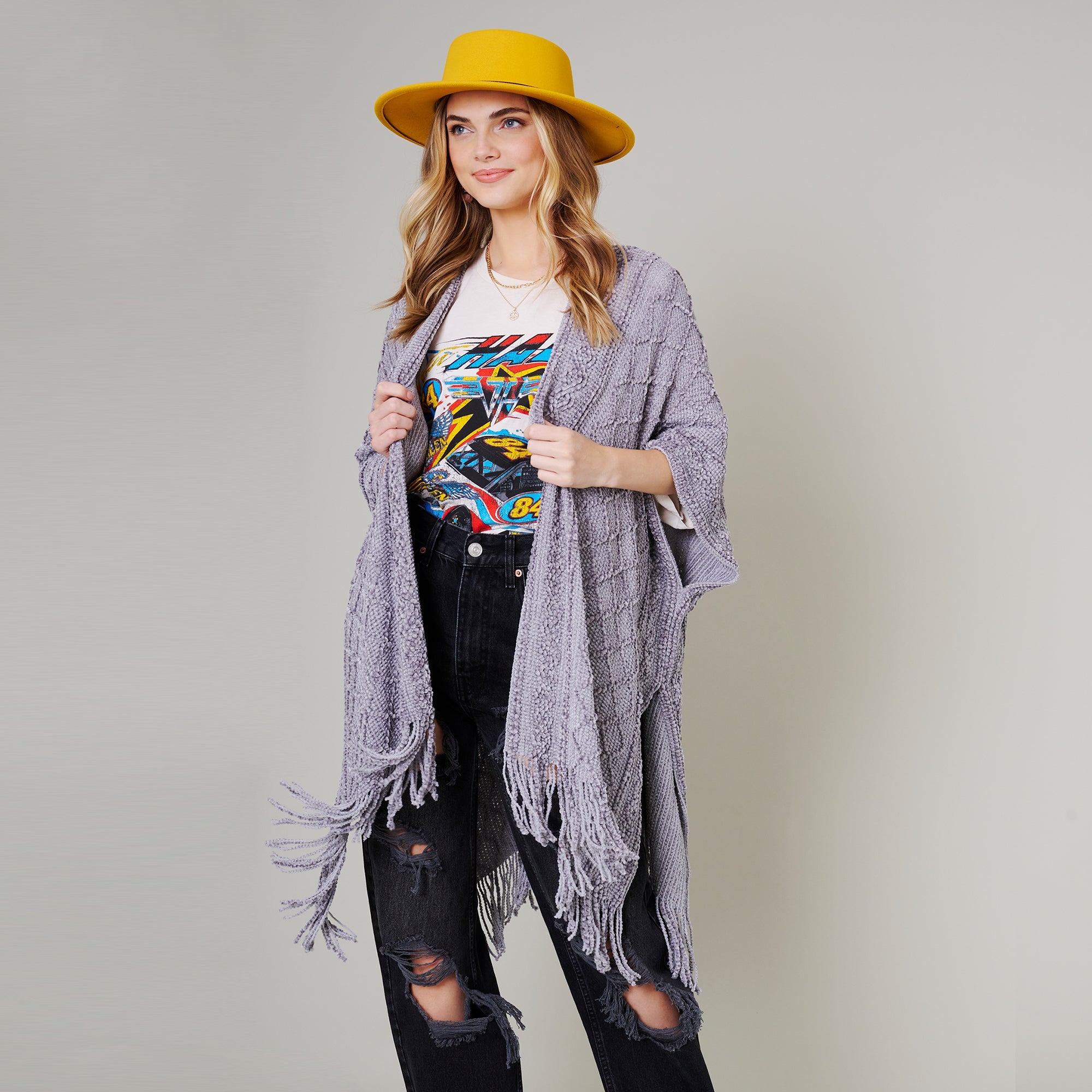 Chenille Knit Poncho